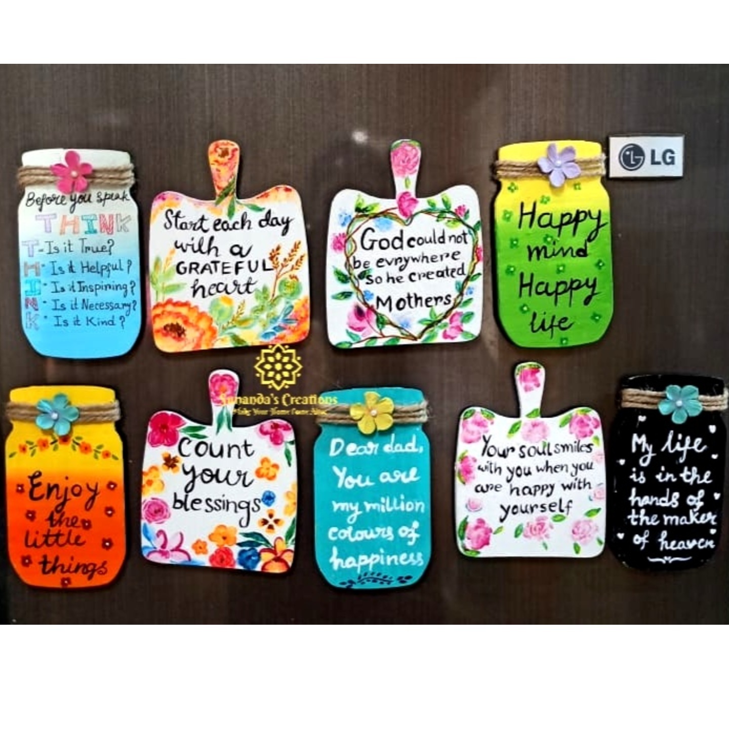 Handpainted Fridge Magnets With Quote