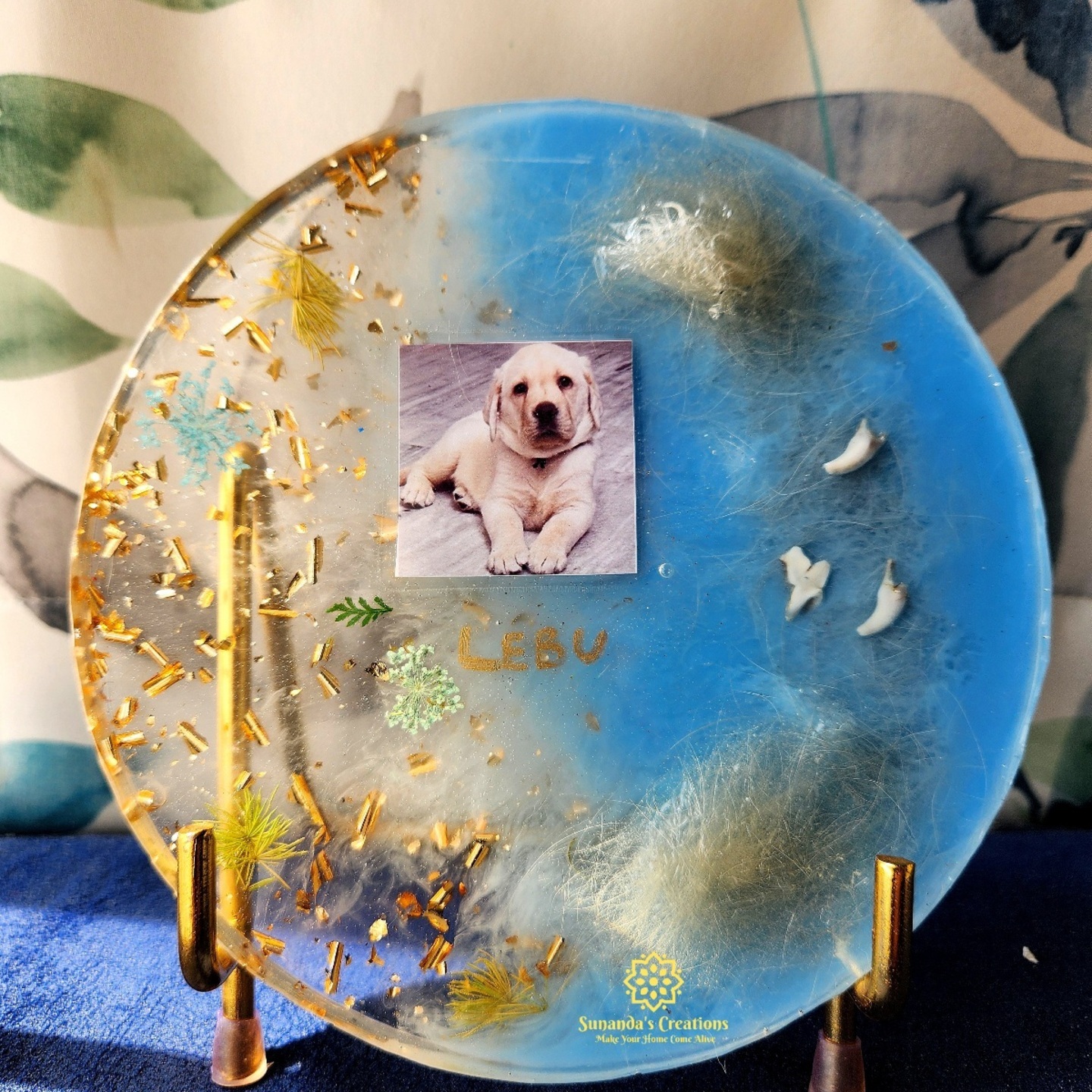 Personalised Photo Frame For Fur BabyHandmade Gifts Blue & Golden