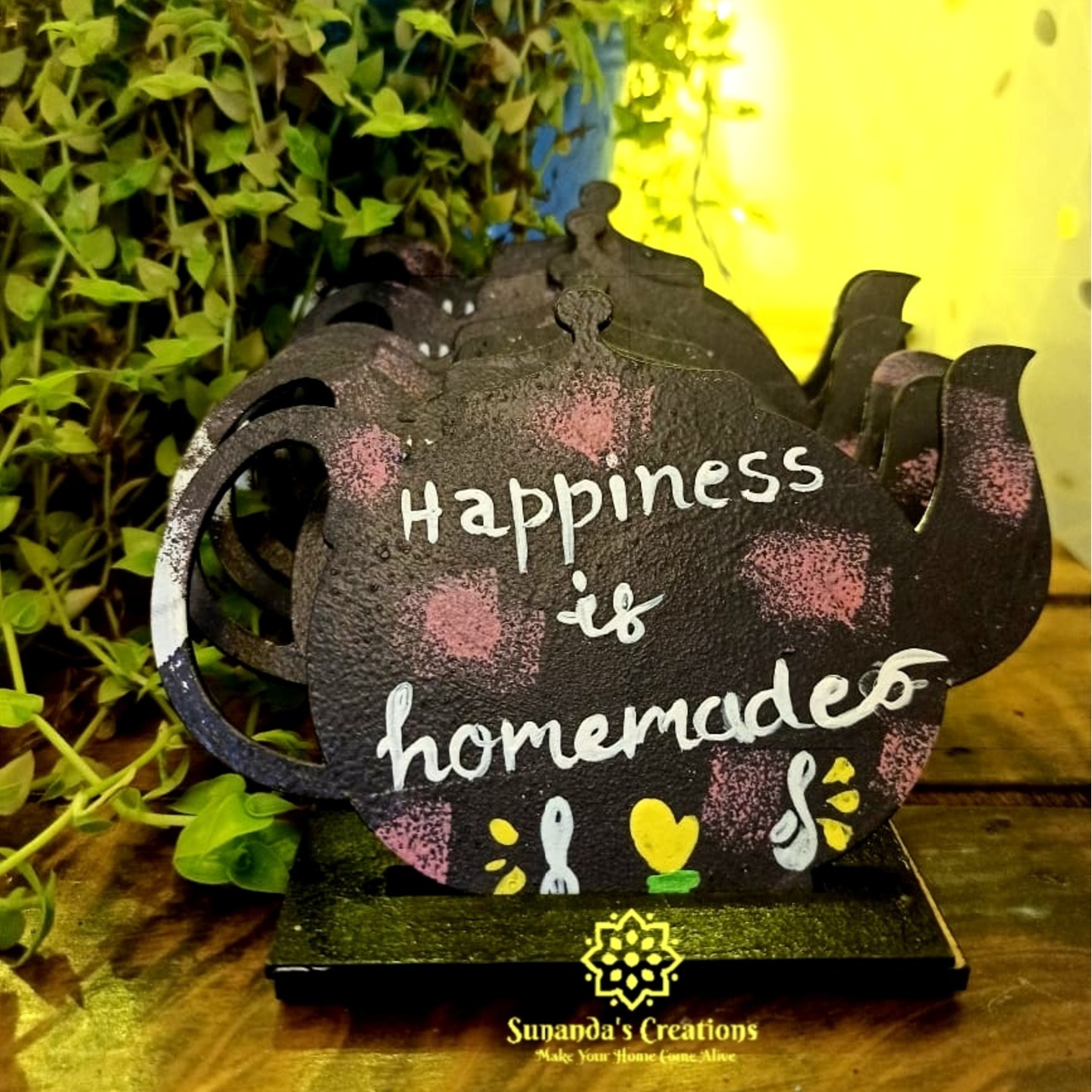 Happiness is HomemadeHandpainted Coasters Tea-pot design