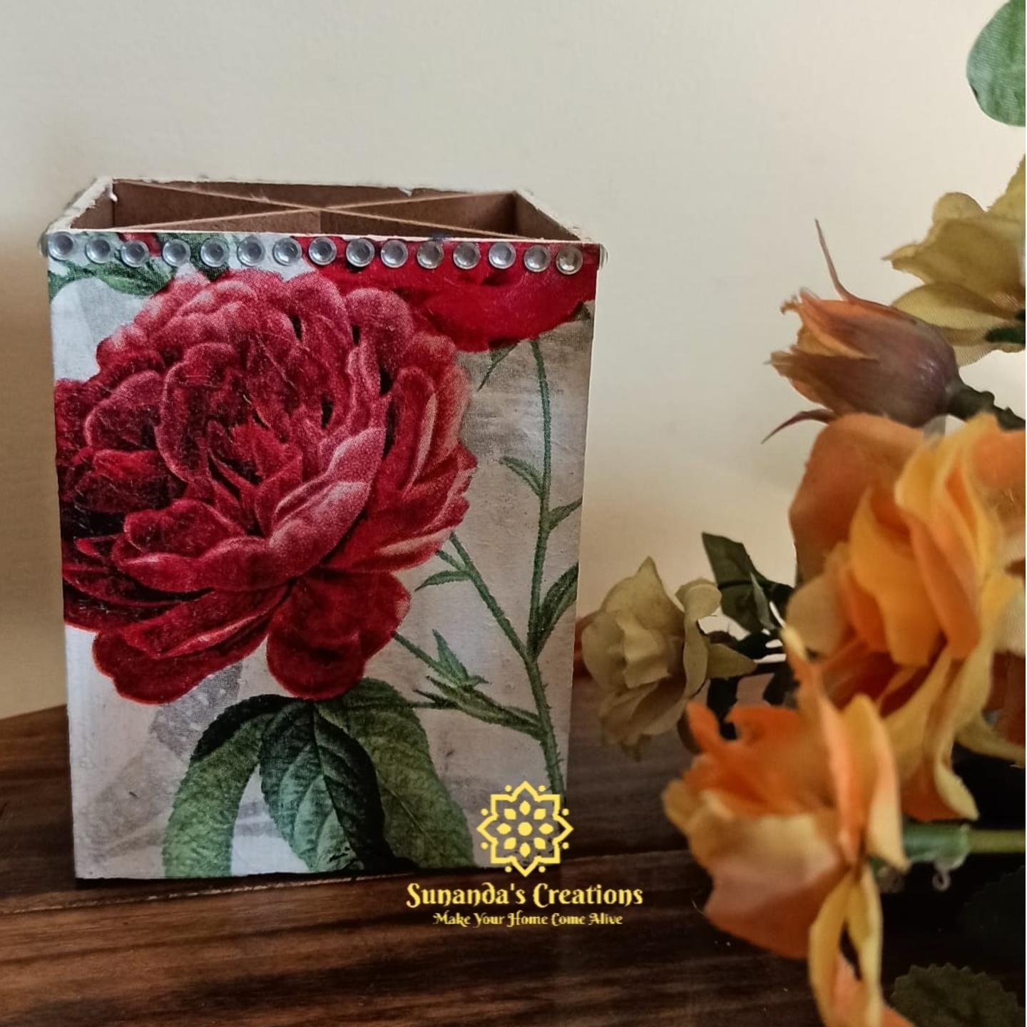 Handpainted Table Organizer Red