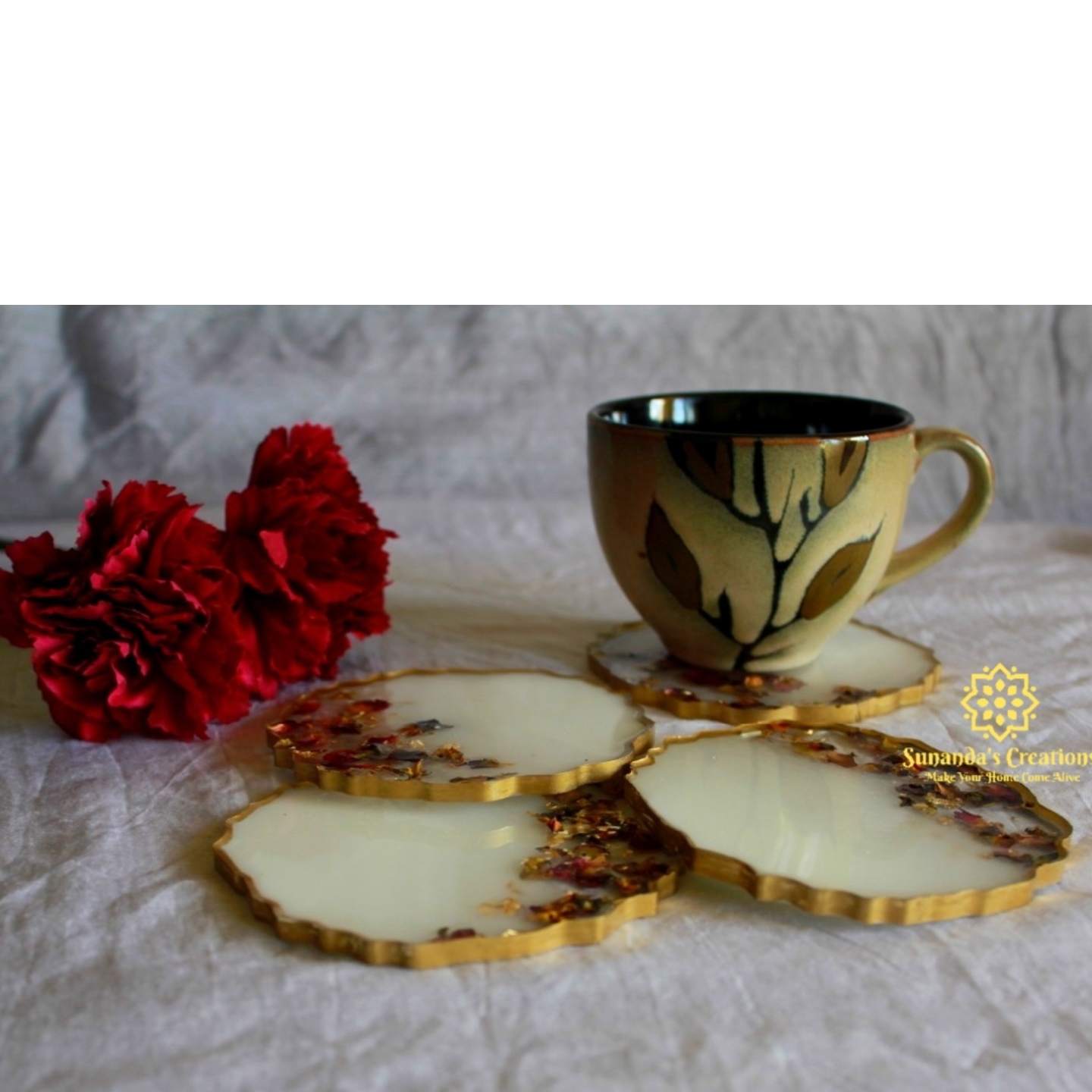 Agate Resin Coasters Off White