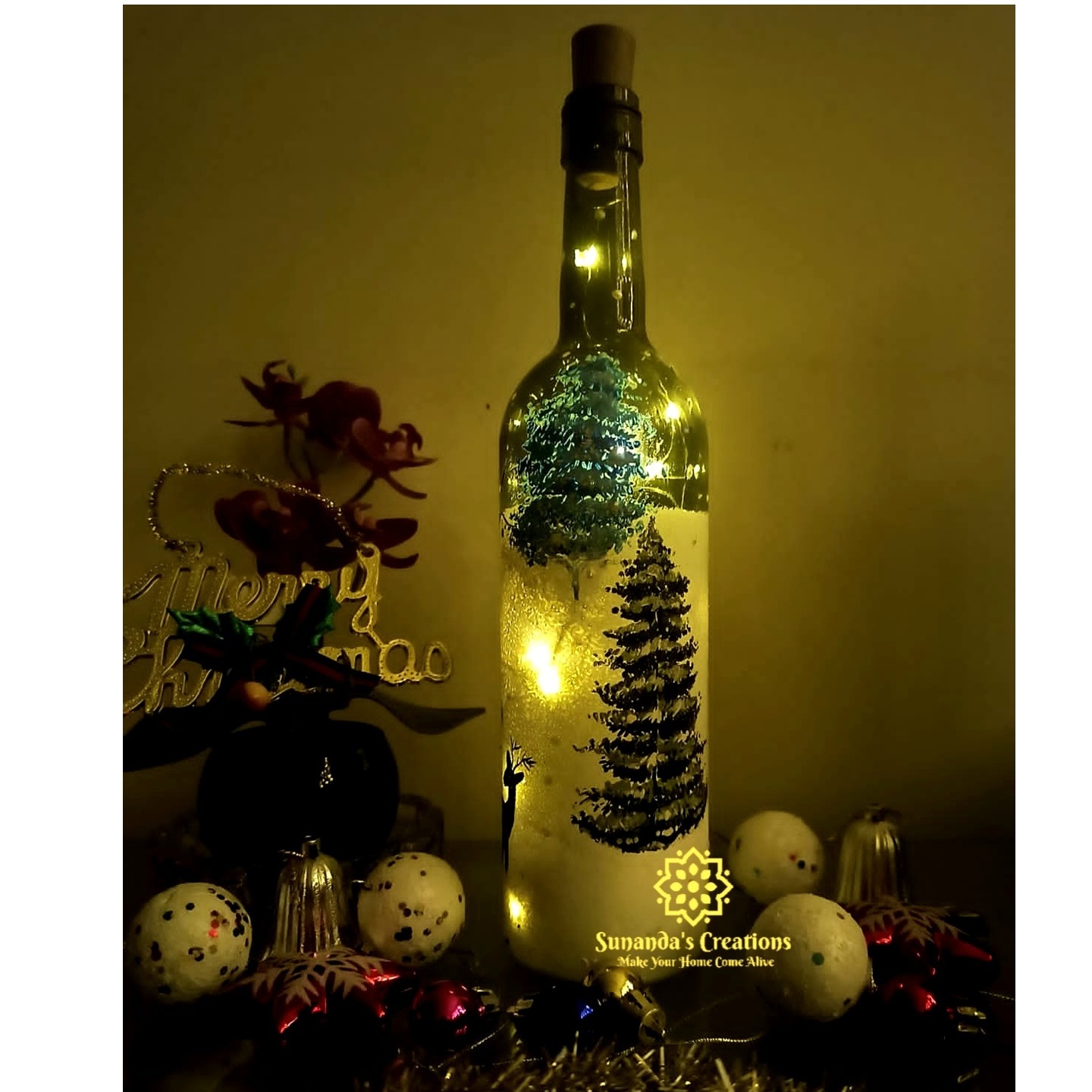 Christmas Themed Bottle Lamp