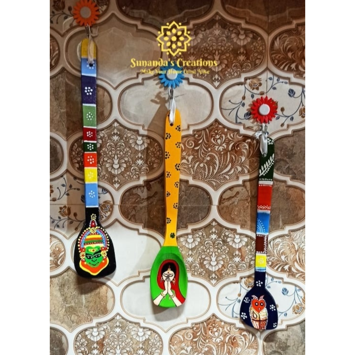 Indian Traditional ArtHand PaintedWooden Spatula