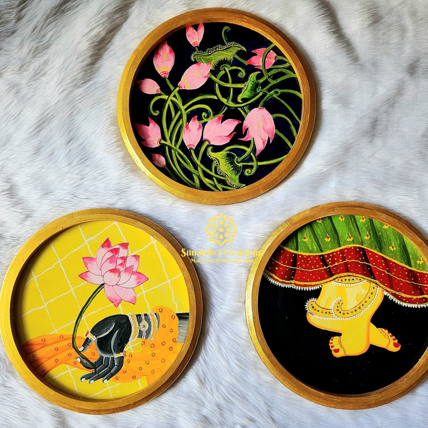 Handpainted Pichwai Wooden Wall Plates (MDF Wood)