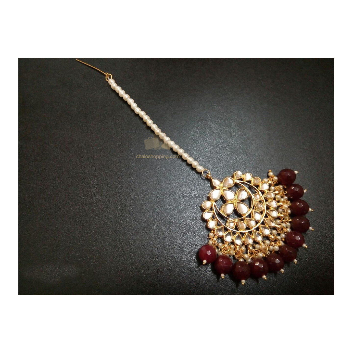 Red Onyx Kundan Tika