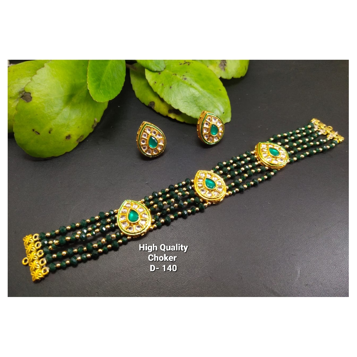 Kundan Choker Black with Earrings