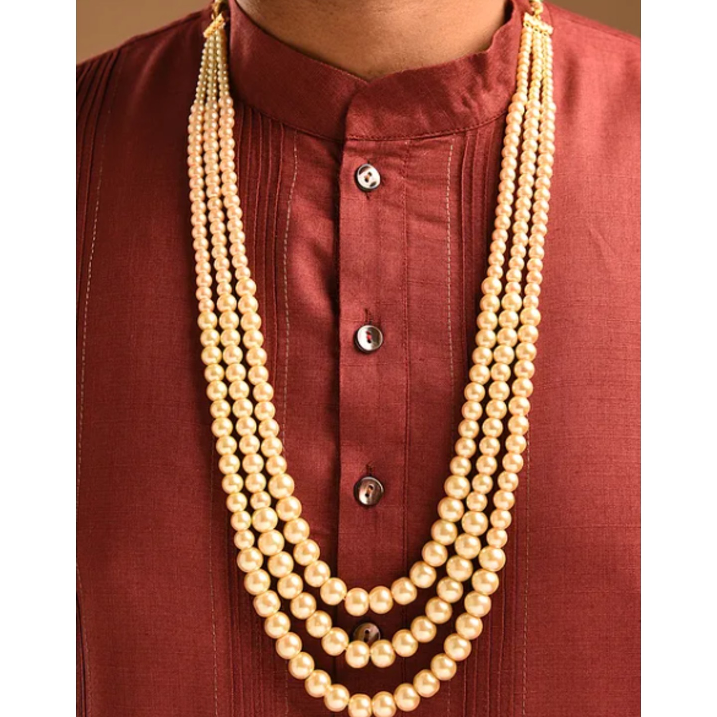 White Pearls Beaded Layered Necklace