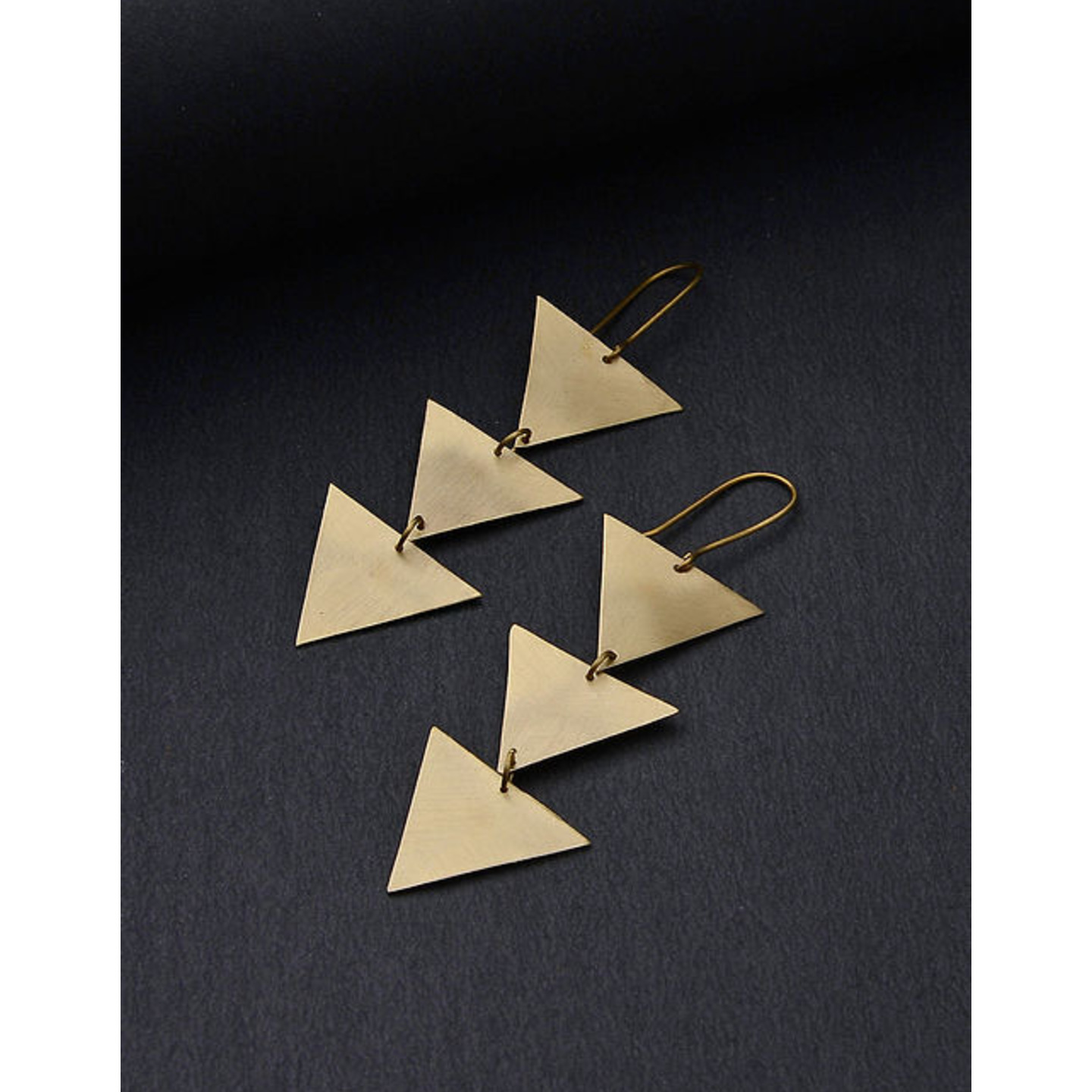 Brass Toned Tripple Tri Earring