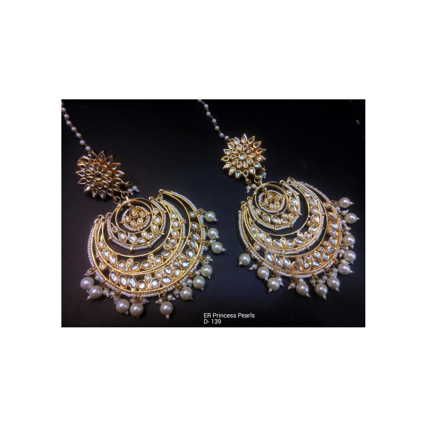 Kundan Earring White Princess Pearl 068