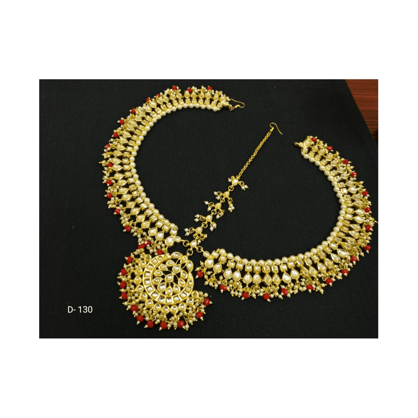 High Quality Kundan MathaPatti  With Ruby Red Onyx Pearl