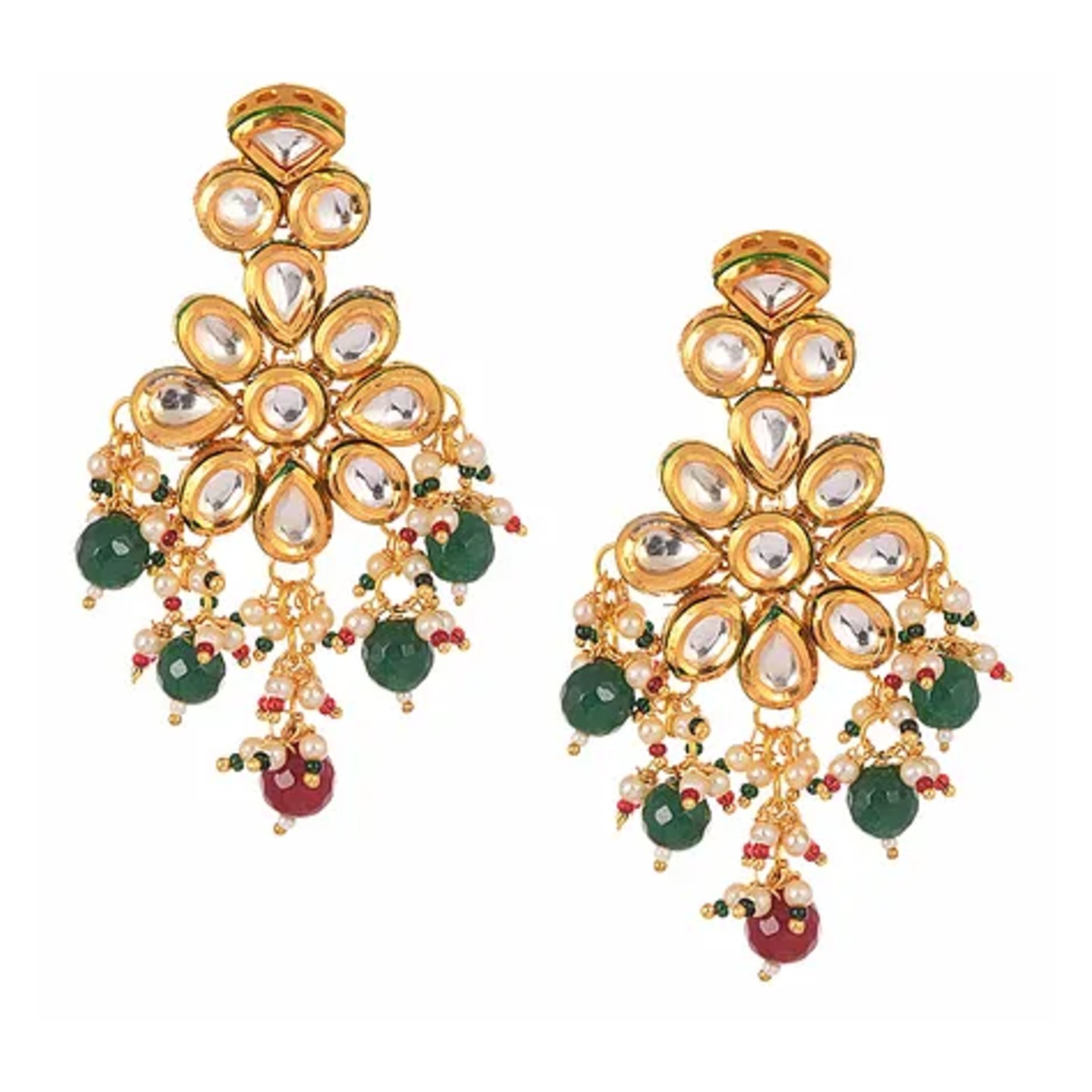 Green Gold Tone Kundan Earring