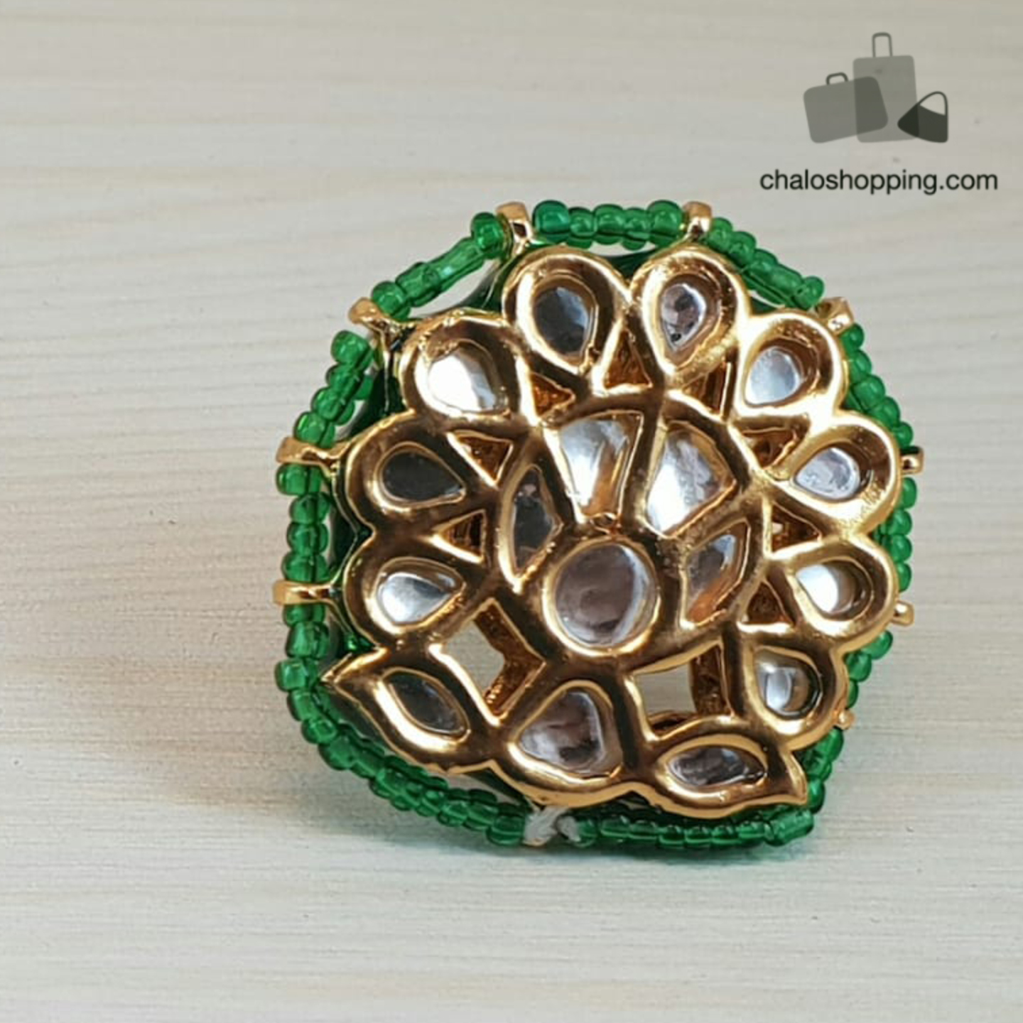 Kundan Ring - Green