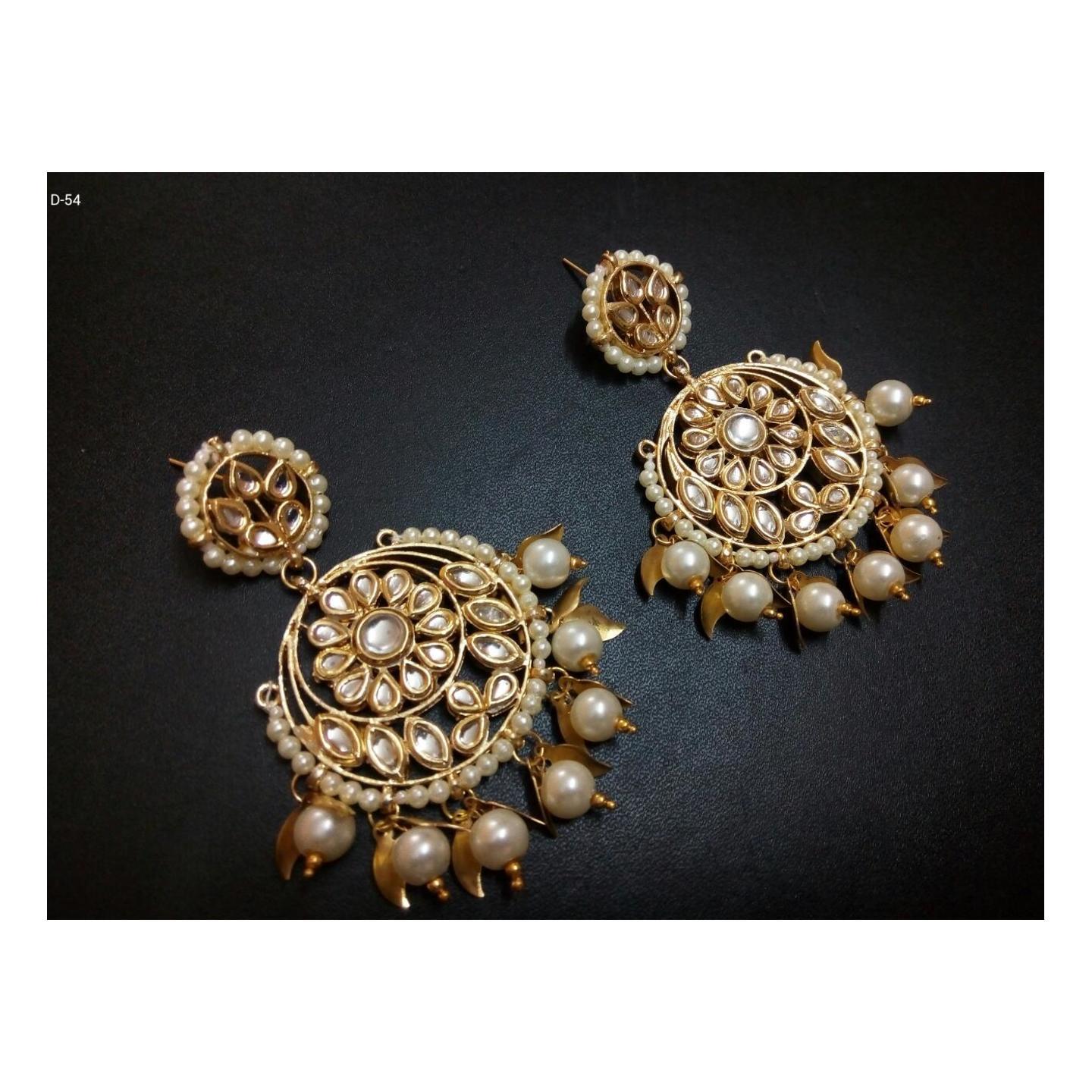 Kundan Earring 038 Golden Pearl