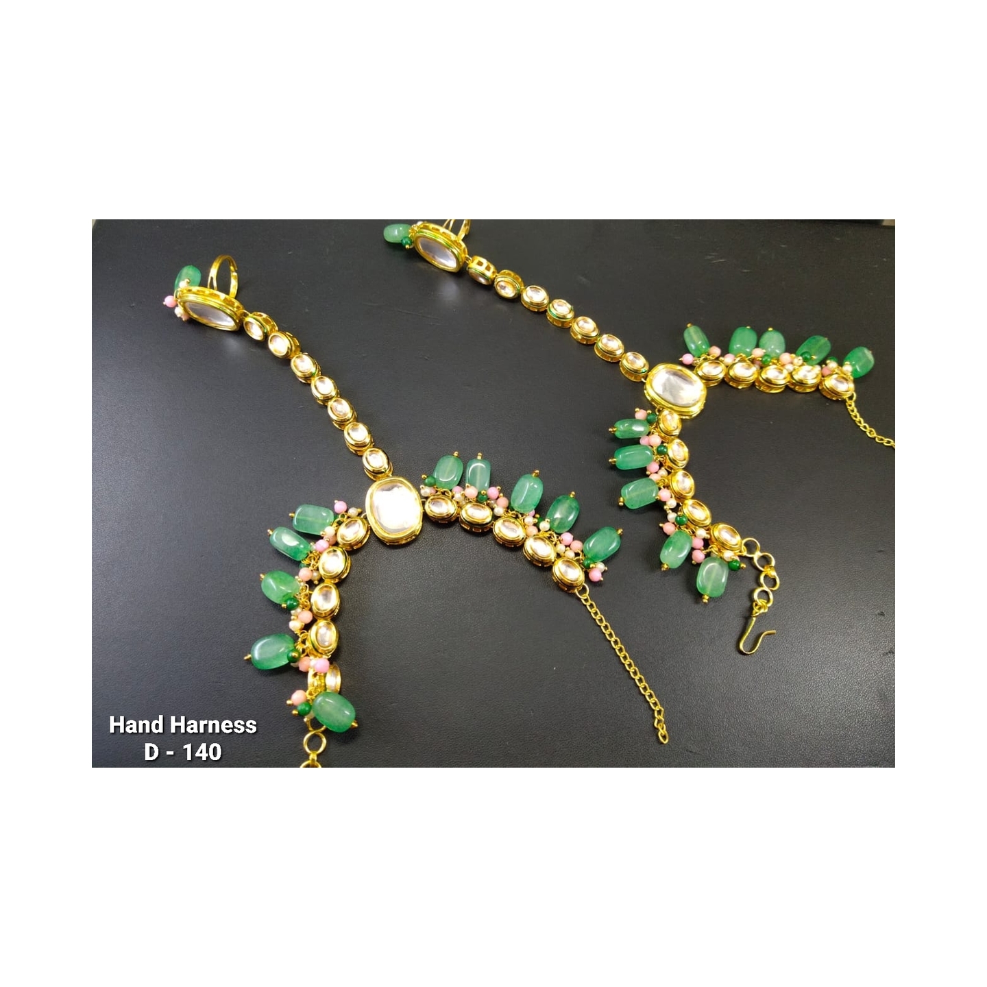 High Quality Kundan Hathphool Green Color (Pair)
