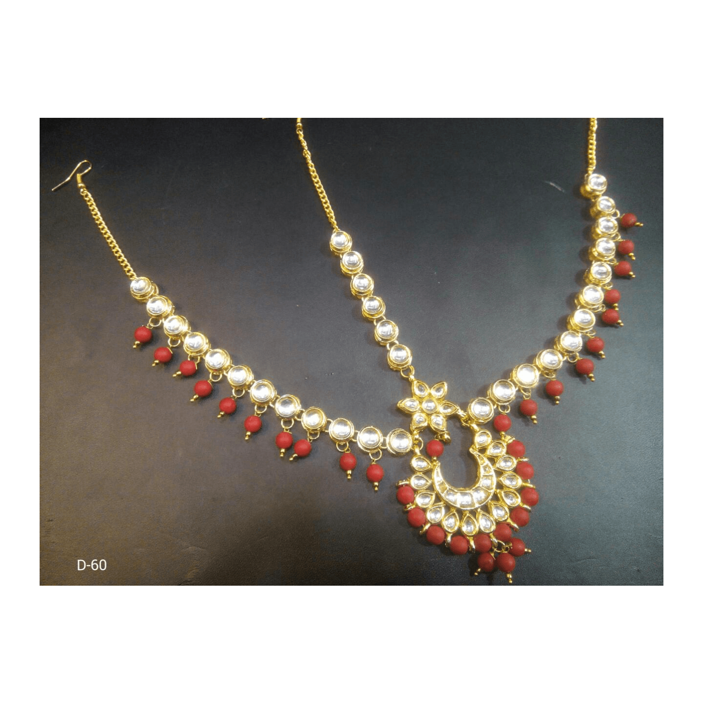 High Quality Kundan Mathapatti Ruby Red Onyx Stone