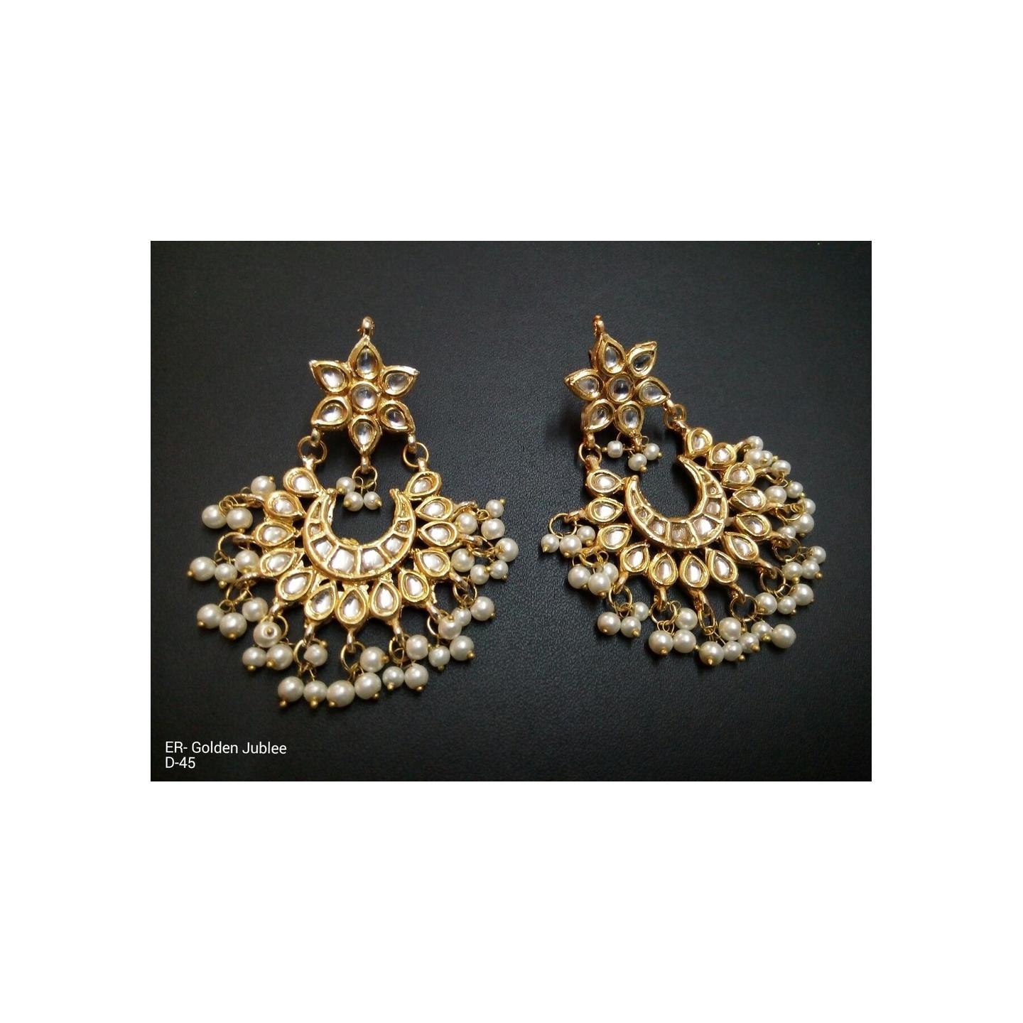 Kundan Earring Golden Jablee