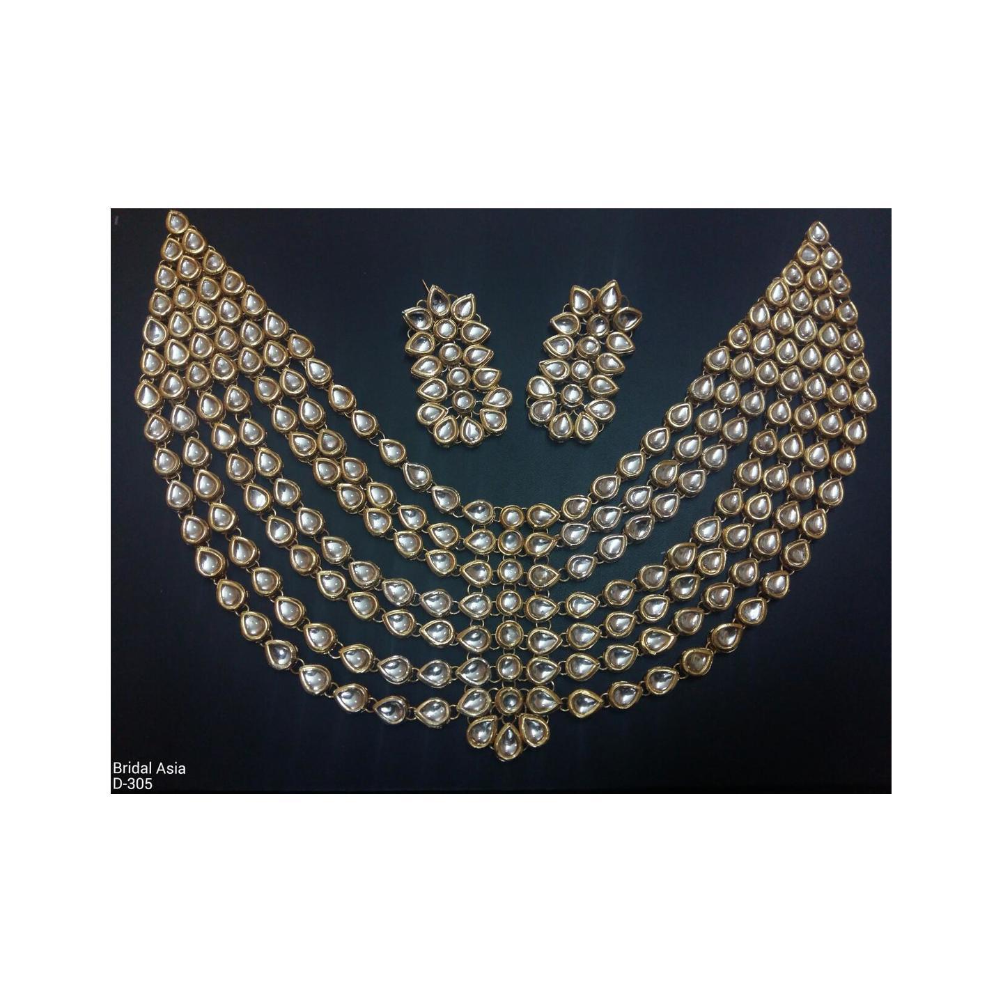 Multi Layer Kundan Necklace Set With Earring