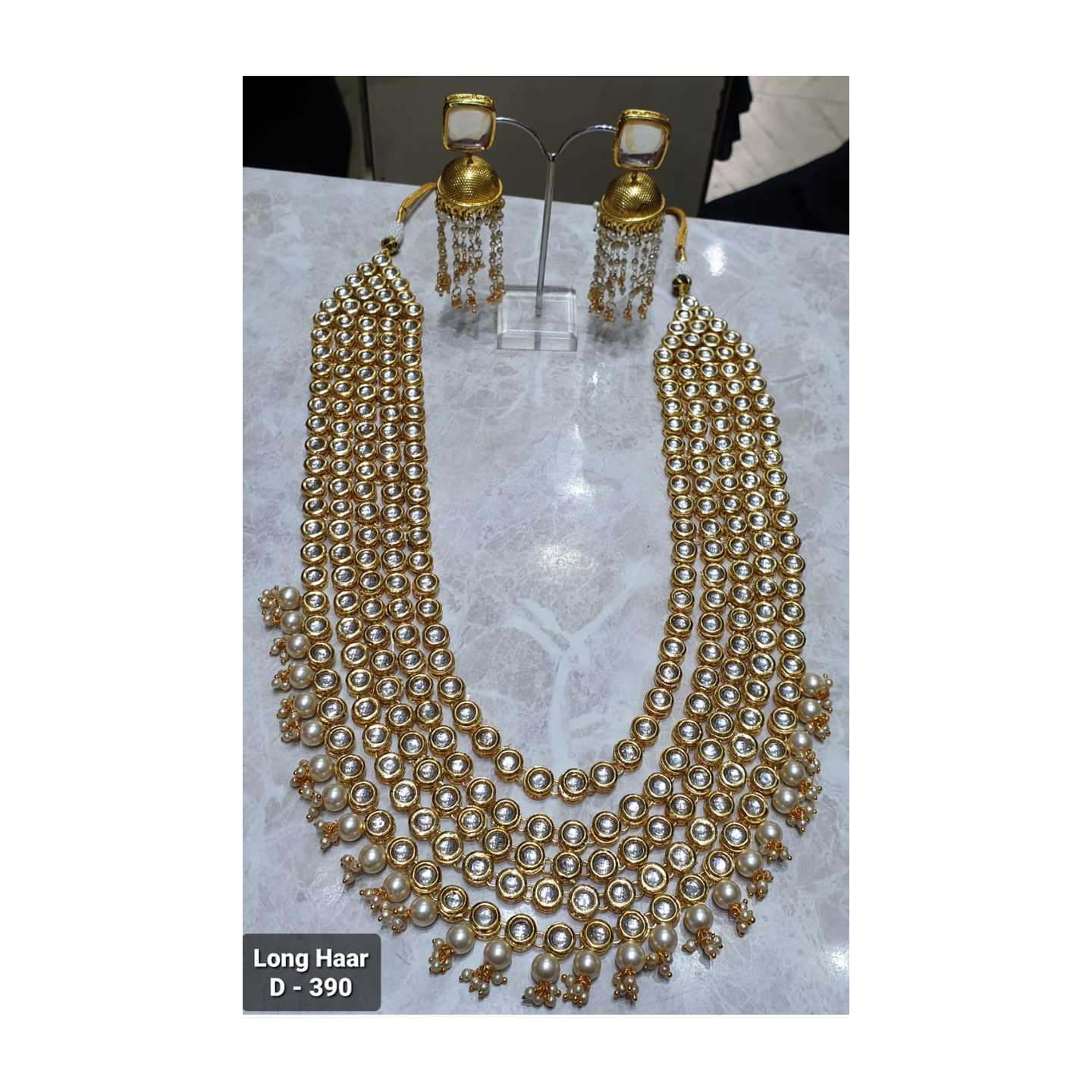 Kundan necklace Set With Earring Golden Color