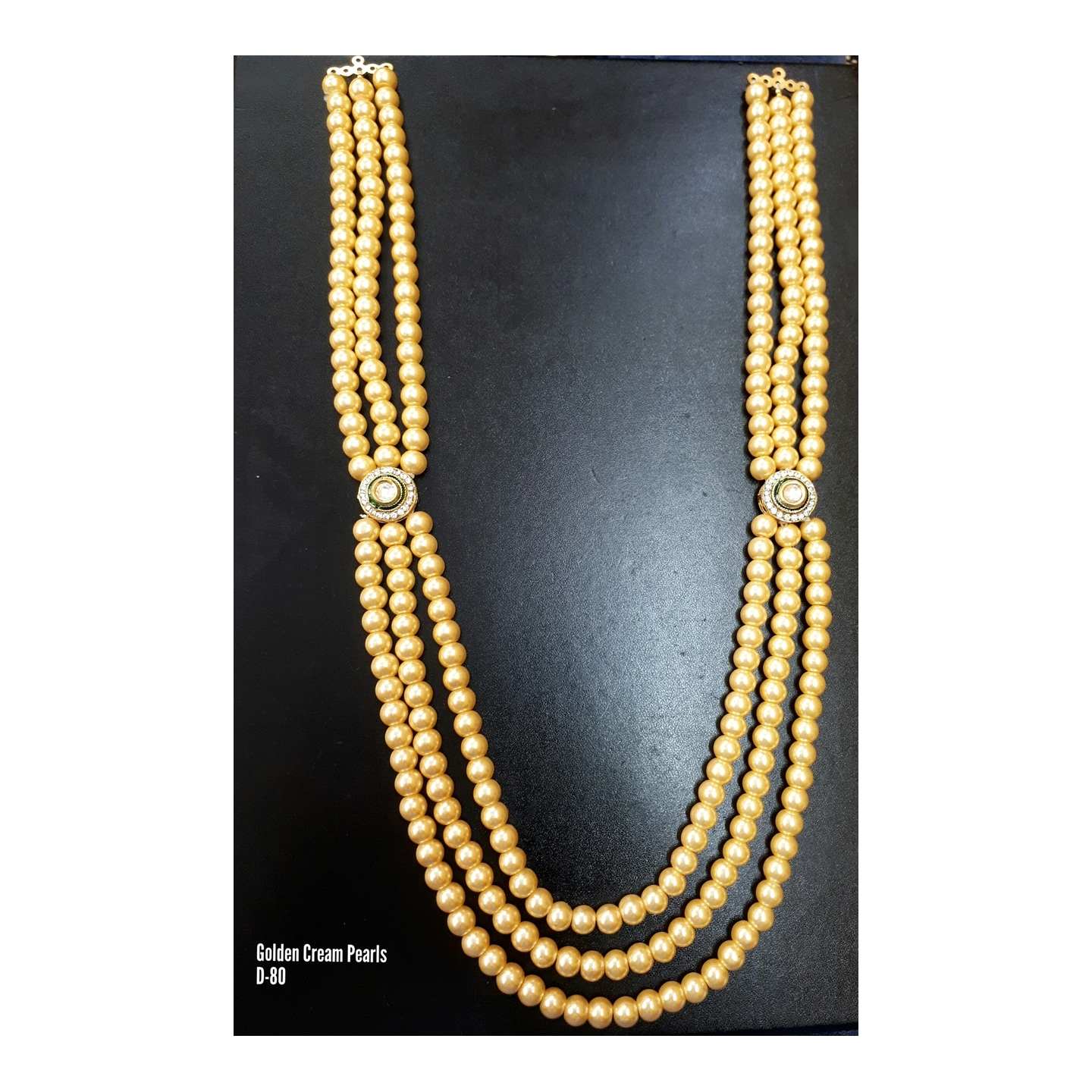 High Quality Kundan Necklace Set Golden Onyx Pearl
