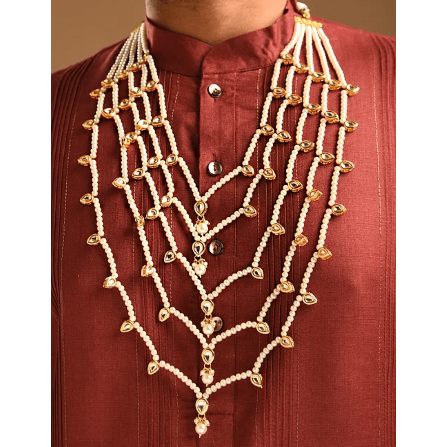 Kundan Pearl Maharaja Haar for Men