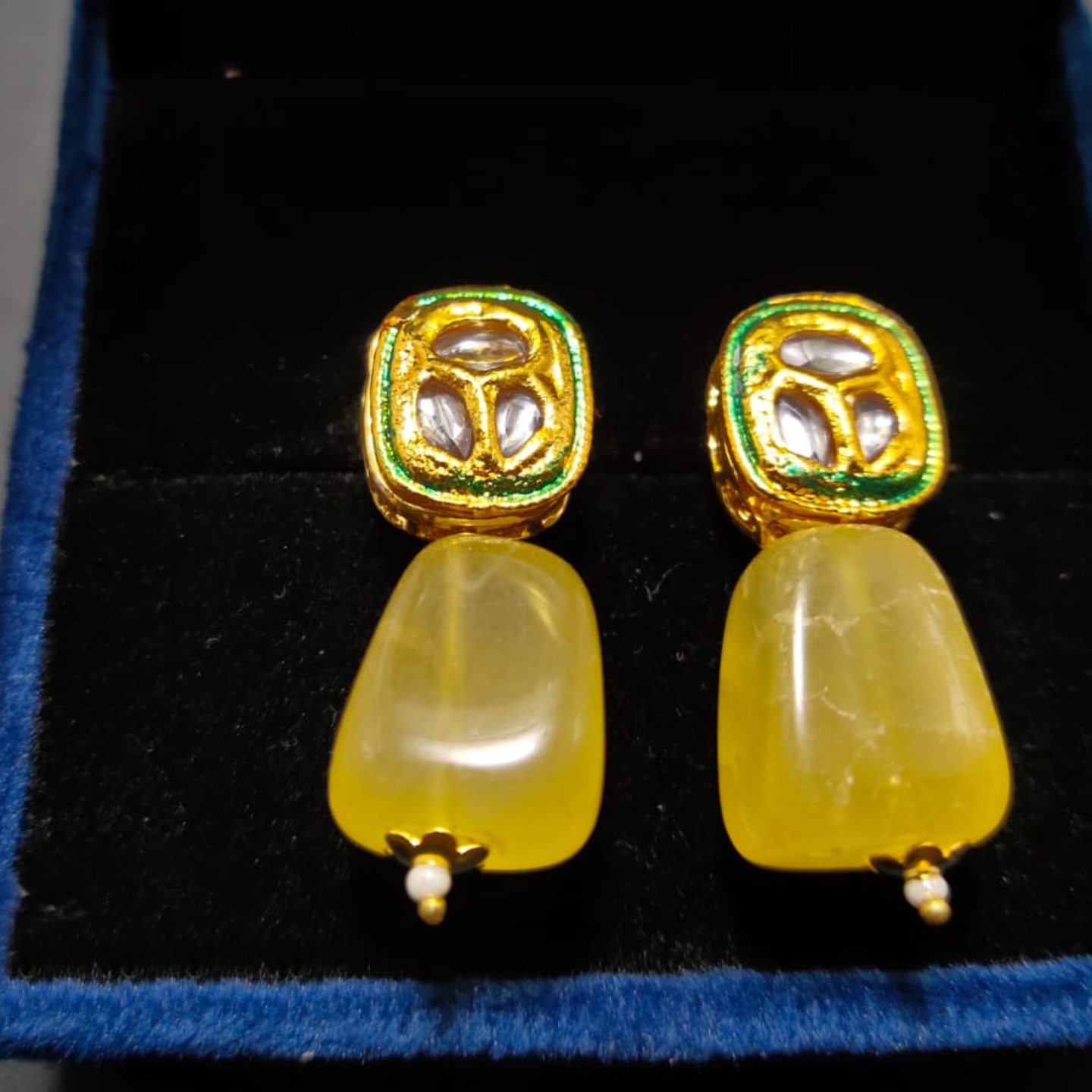 Small Kundan Studs 06 Yellow