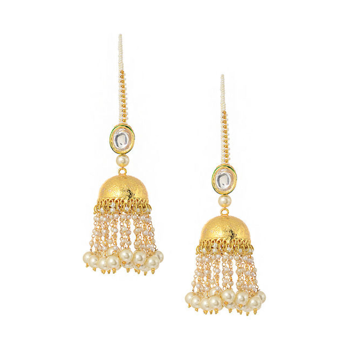 Classic Gold Tone Kundan Inspired Jhumkis