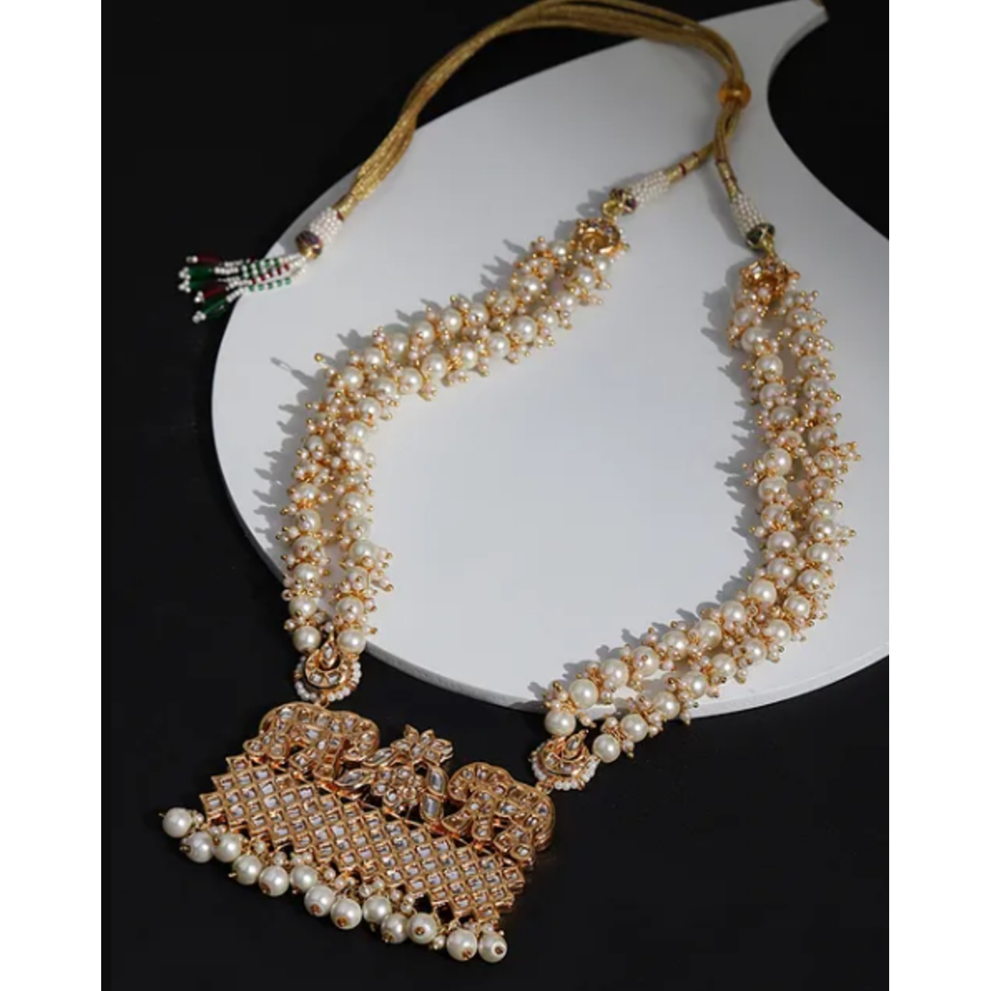 Gold Plated Kundan Beaded Necklace