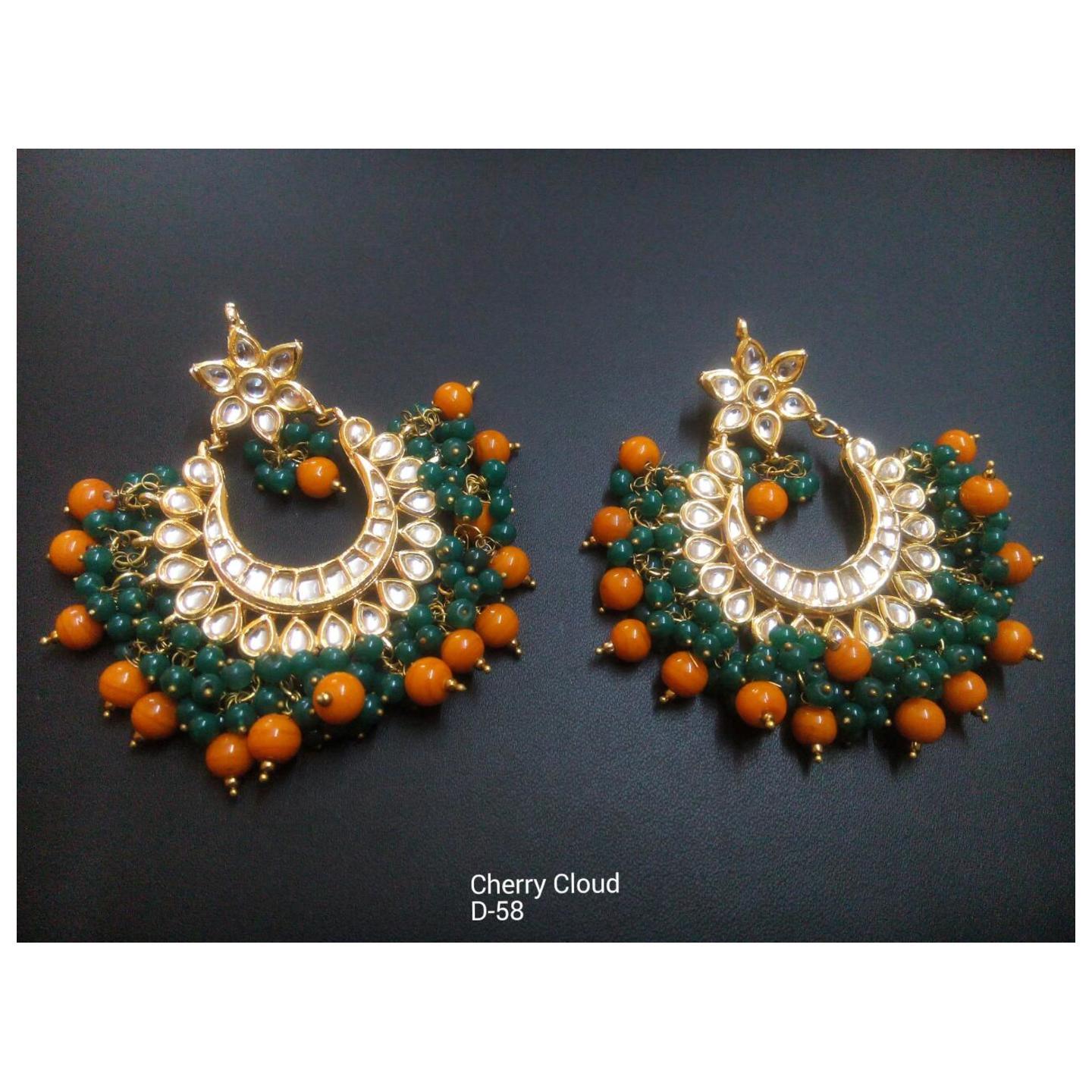 Kundan Earring Orange Onyx Pearl