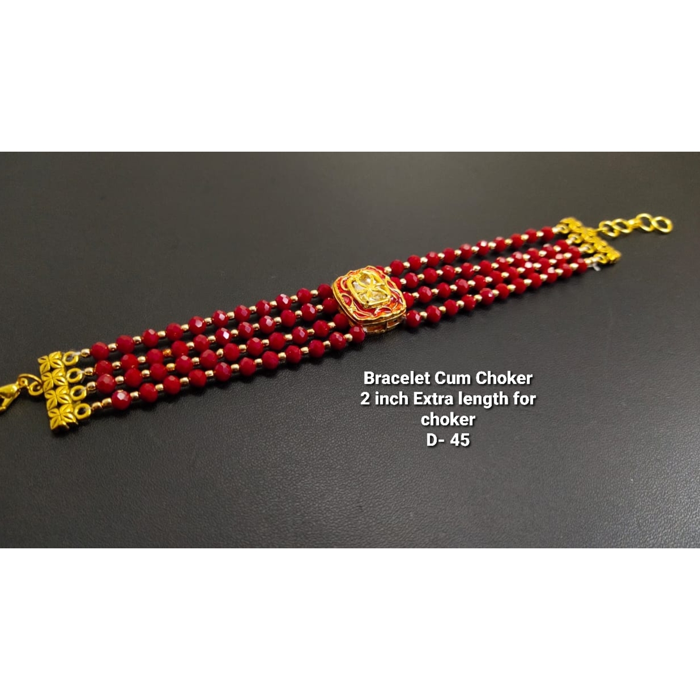 Kundan Choker With Red Crystals Neckline