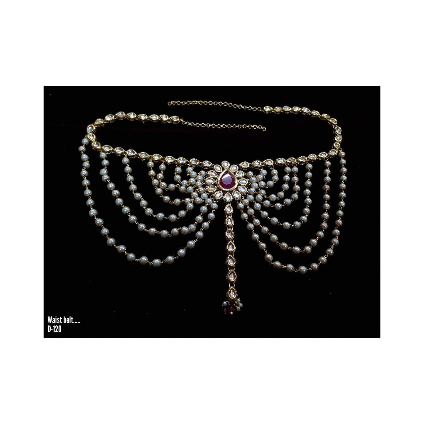 Kundan Waist Belt With Pearls