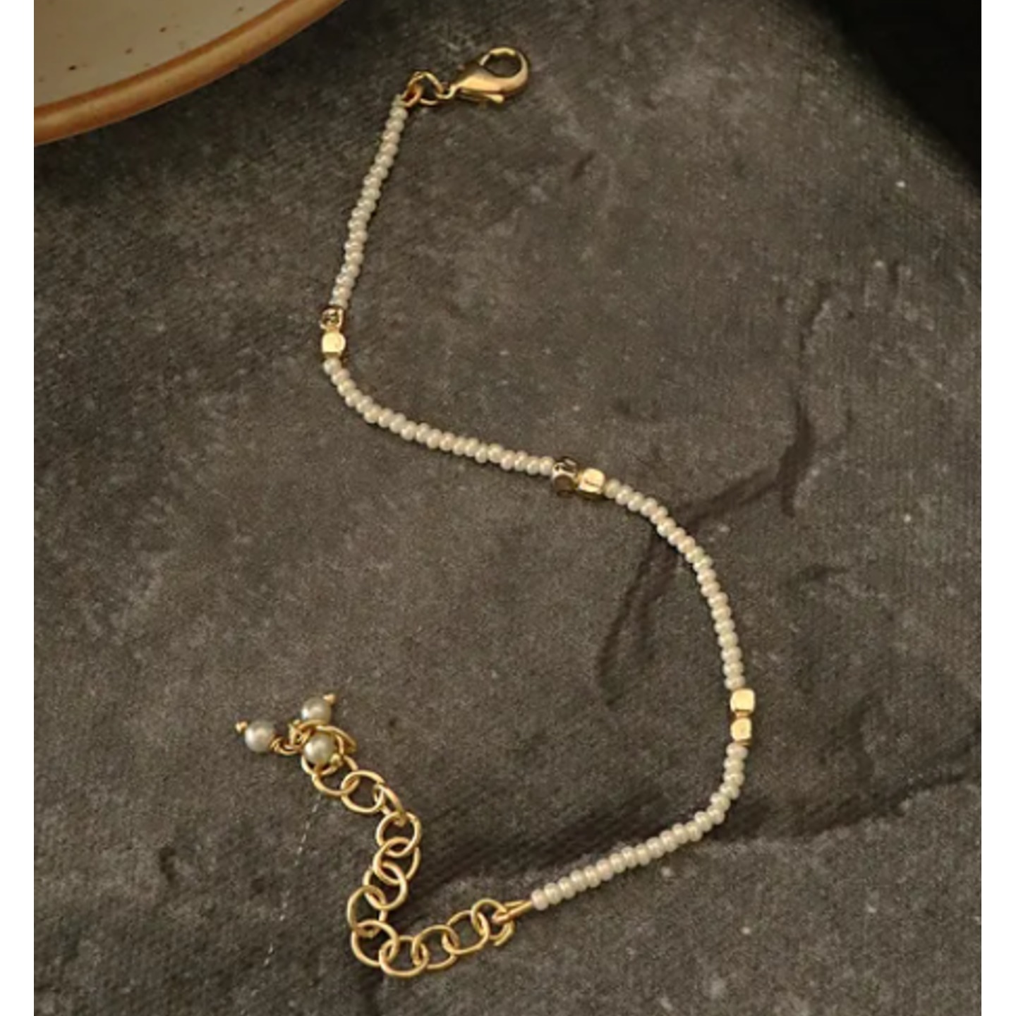 White Gold Plated Beaded Bracelet