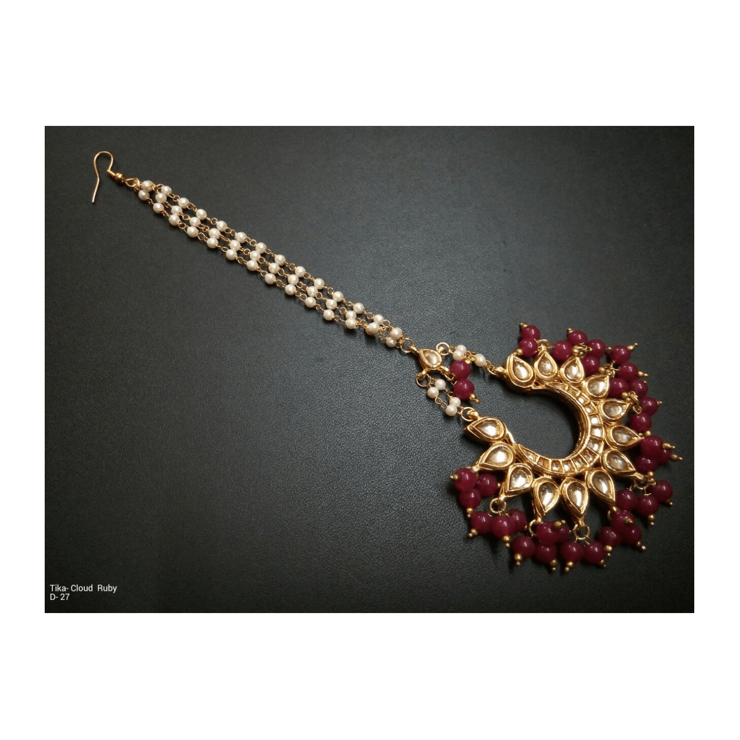 Kundan Tikka Ruby Onyx Pearl 012