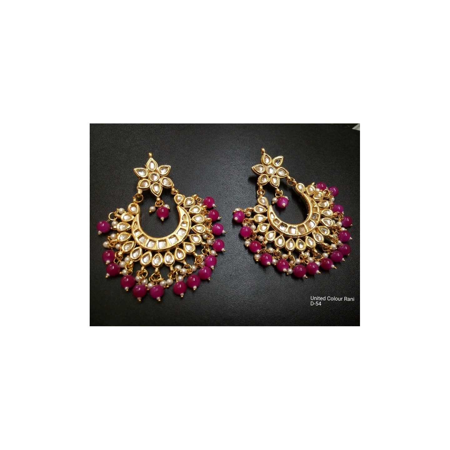 Kundan Earring 0157 Rani Color