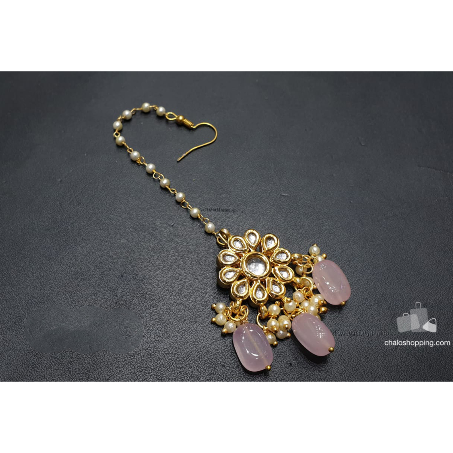 Light Pink Stone Kundan Tika