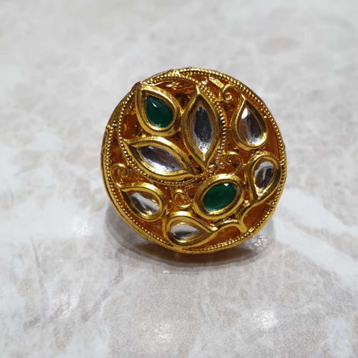 Gold Tone Kundan Ring