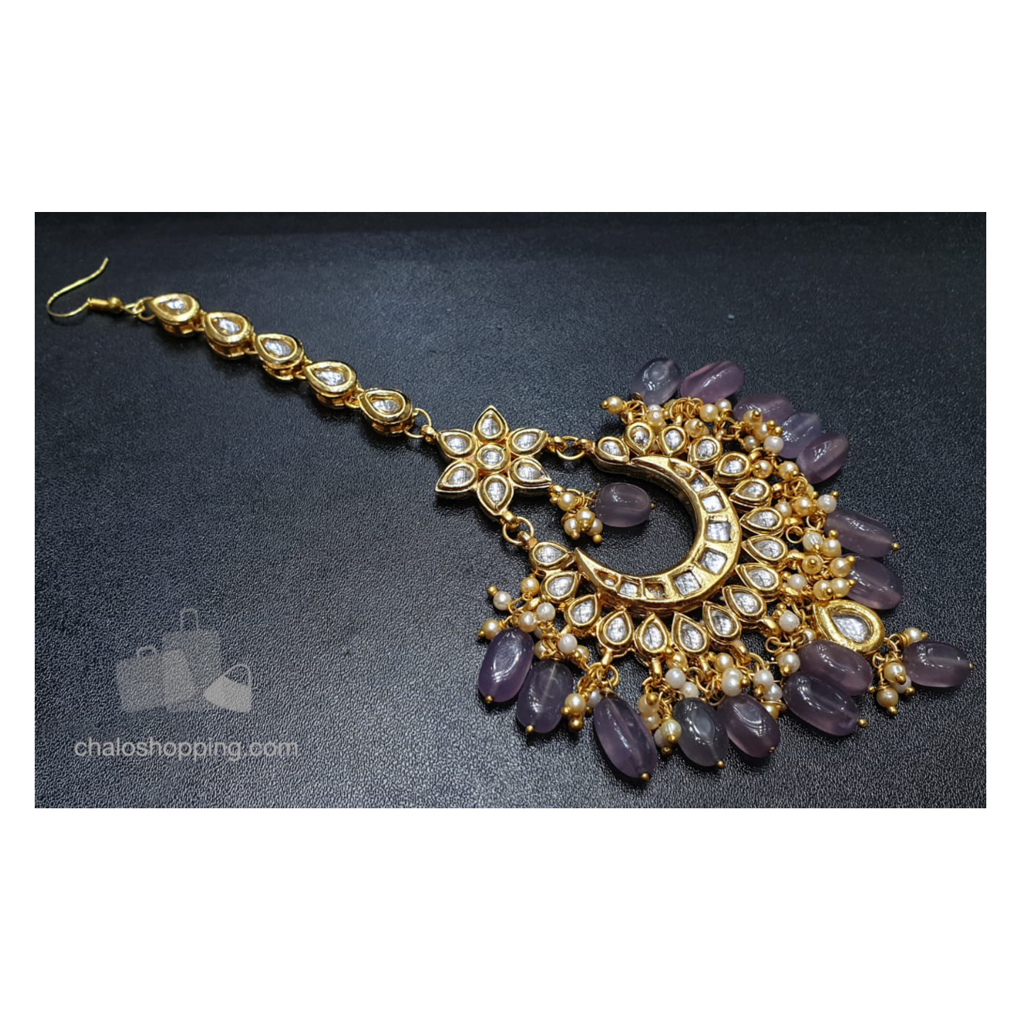 Amethyst Kundan Meenakari Tika