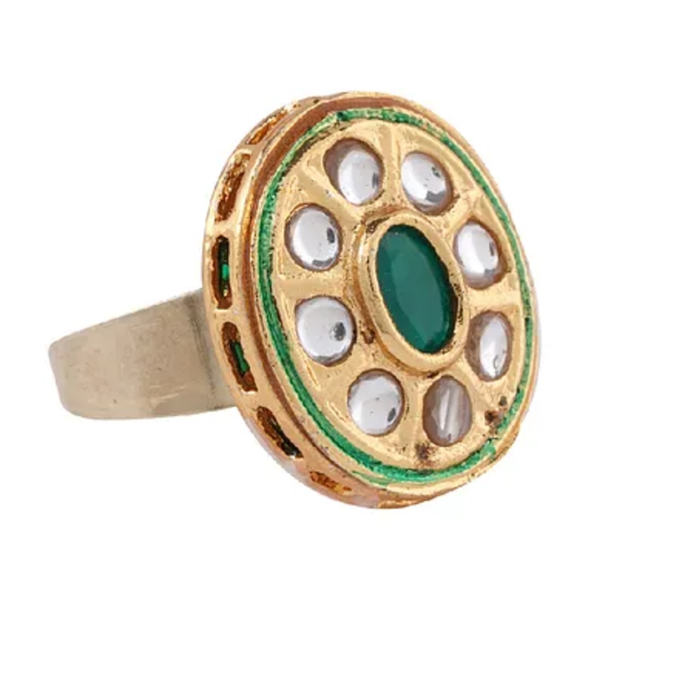 Green Gold Tone Kundan Earring