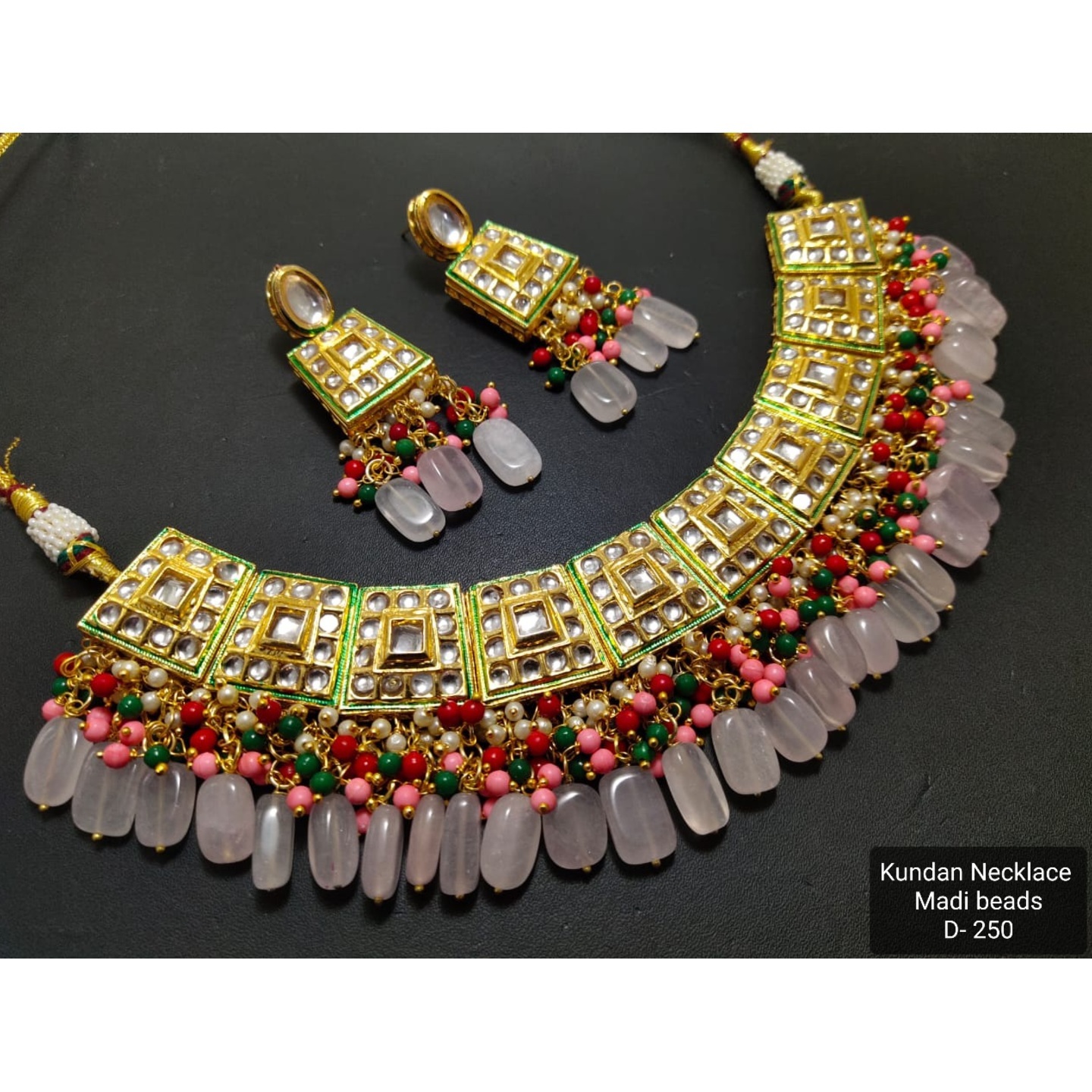 Baby Pink Onyx High Quality Kundan Necklace Set