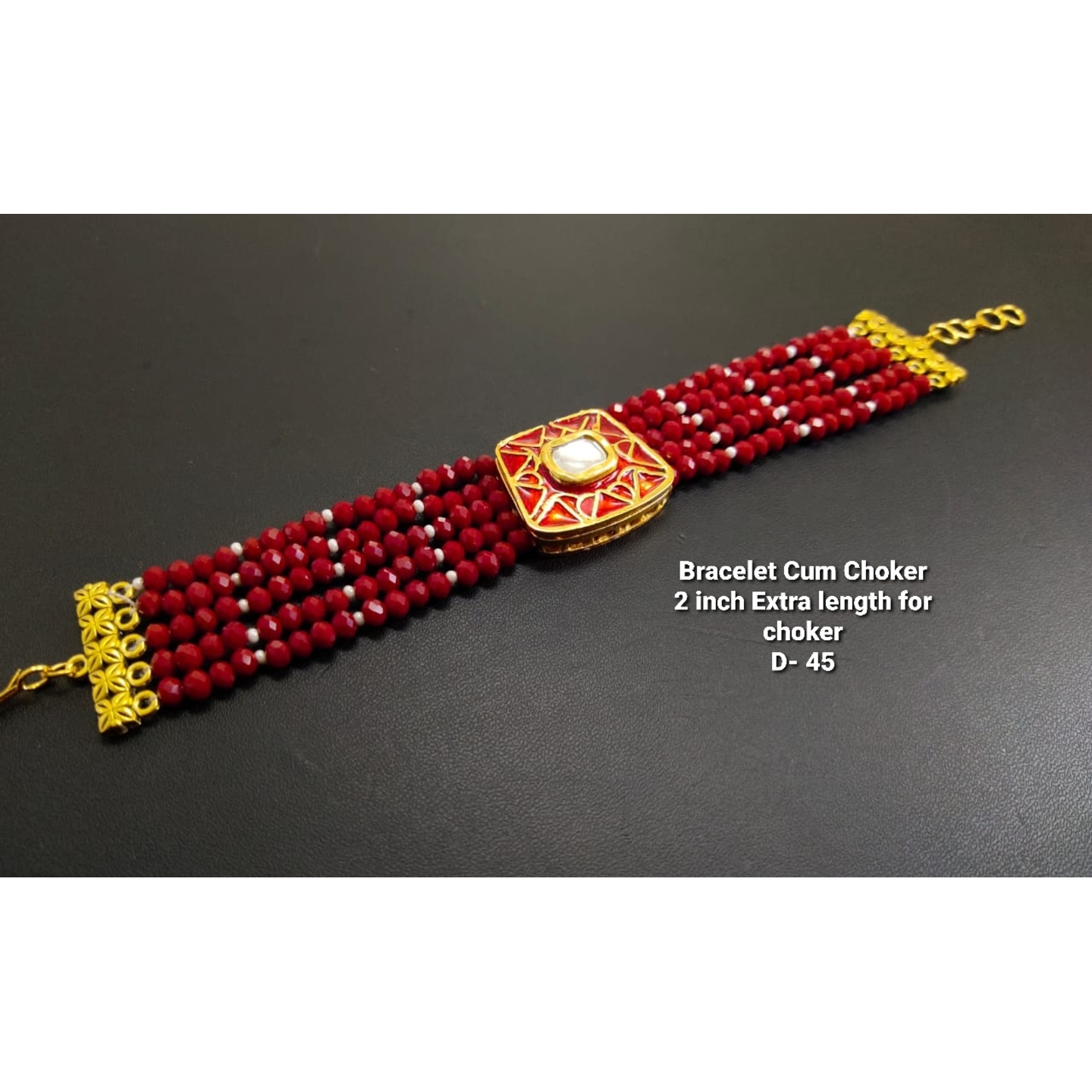 Kundan Choker With Red Crystals Neckline