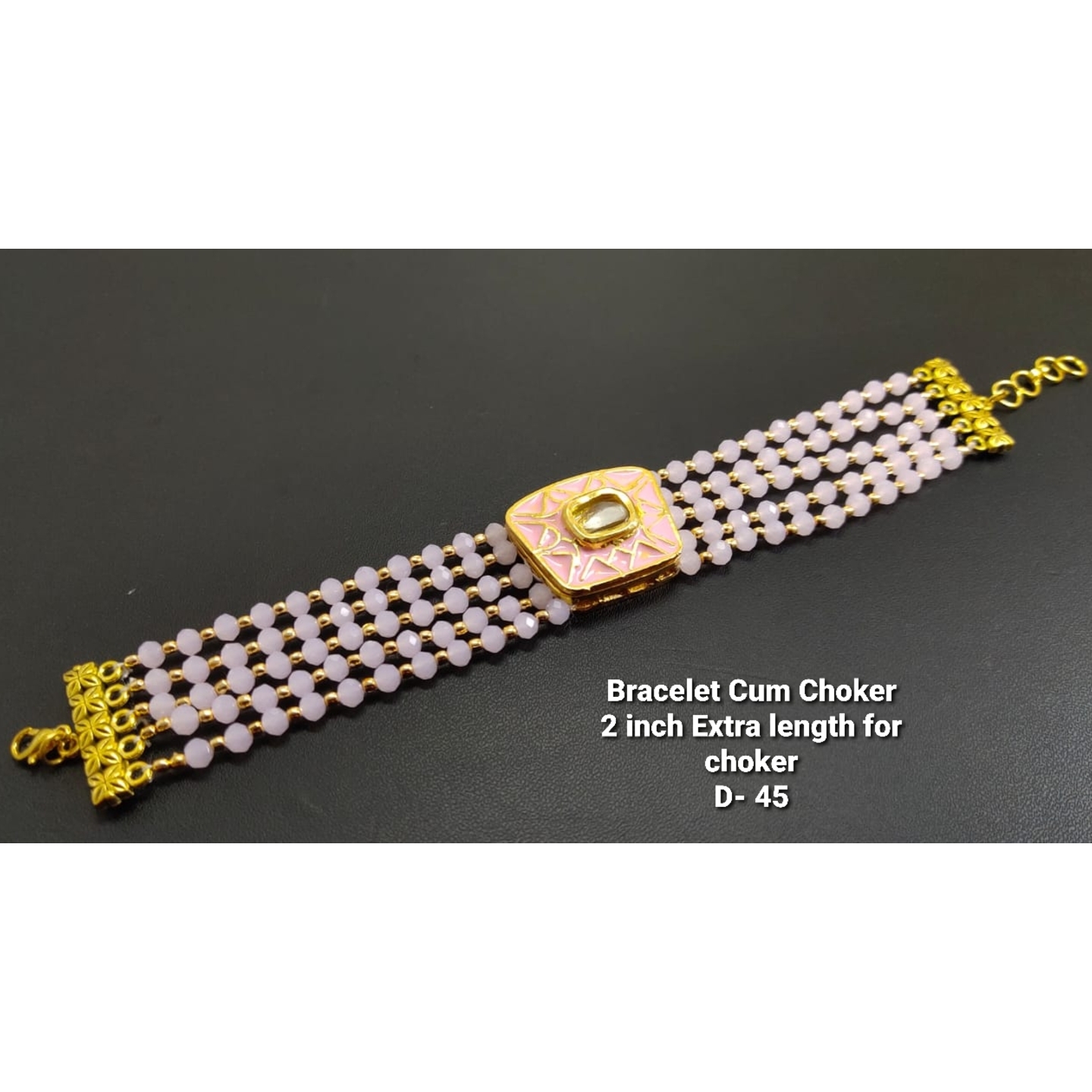 Kundan Choker With Light Purple Crystals Neckline