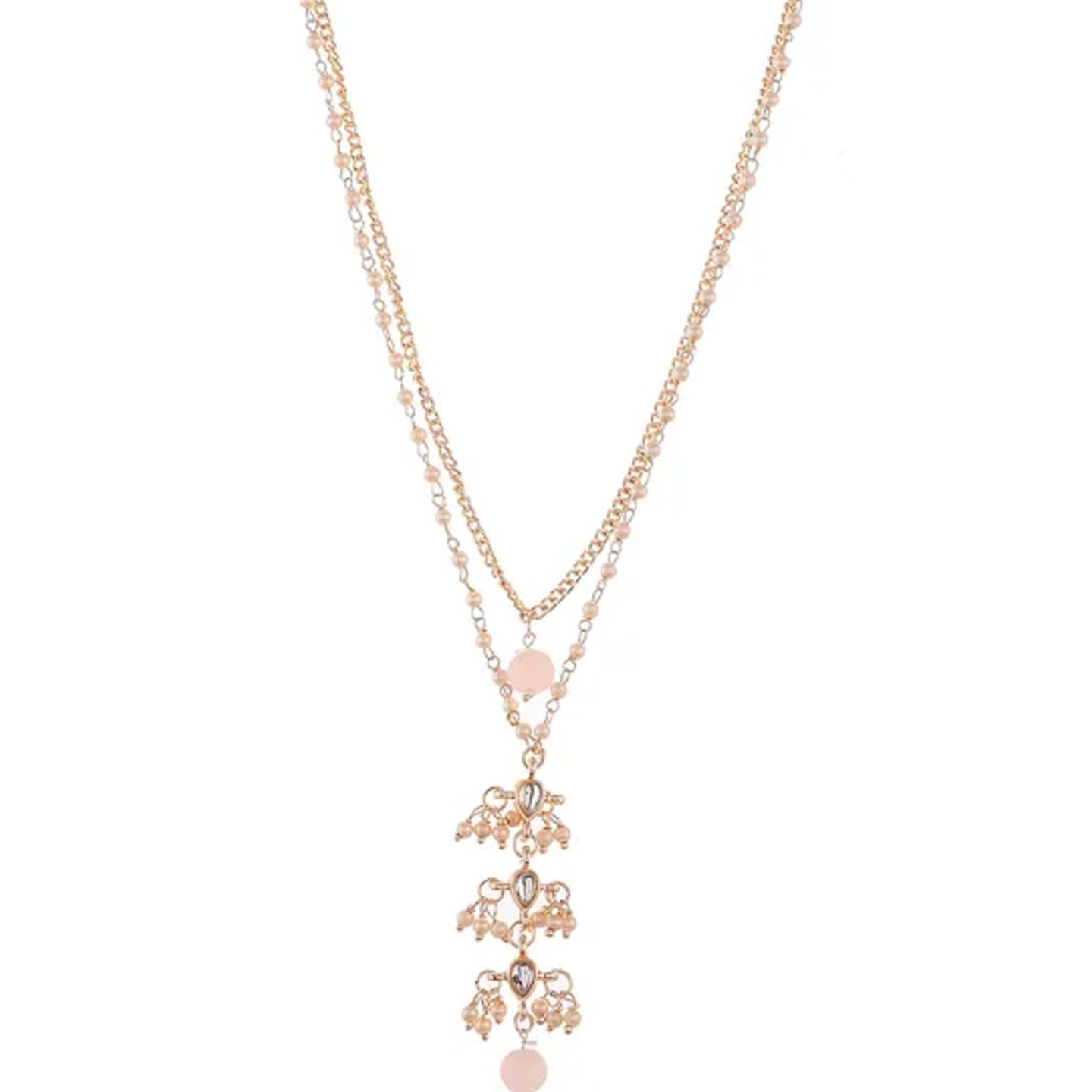 Pink Gold Tone Kundan Layered Necklace