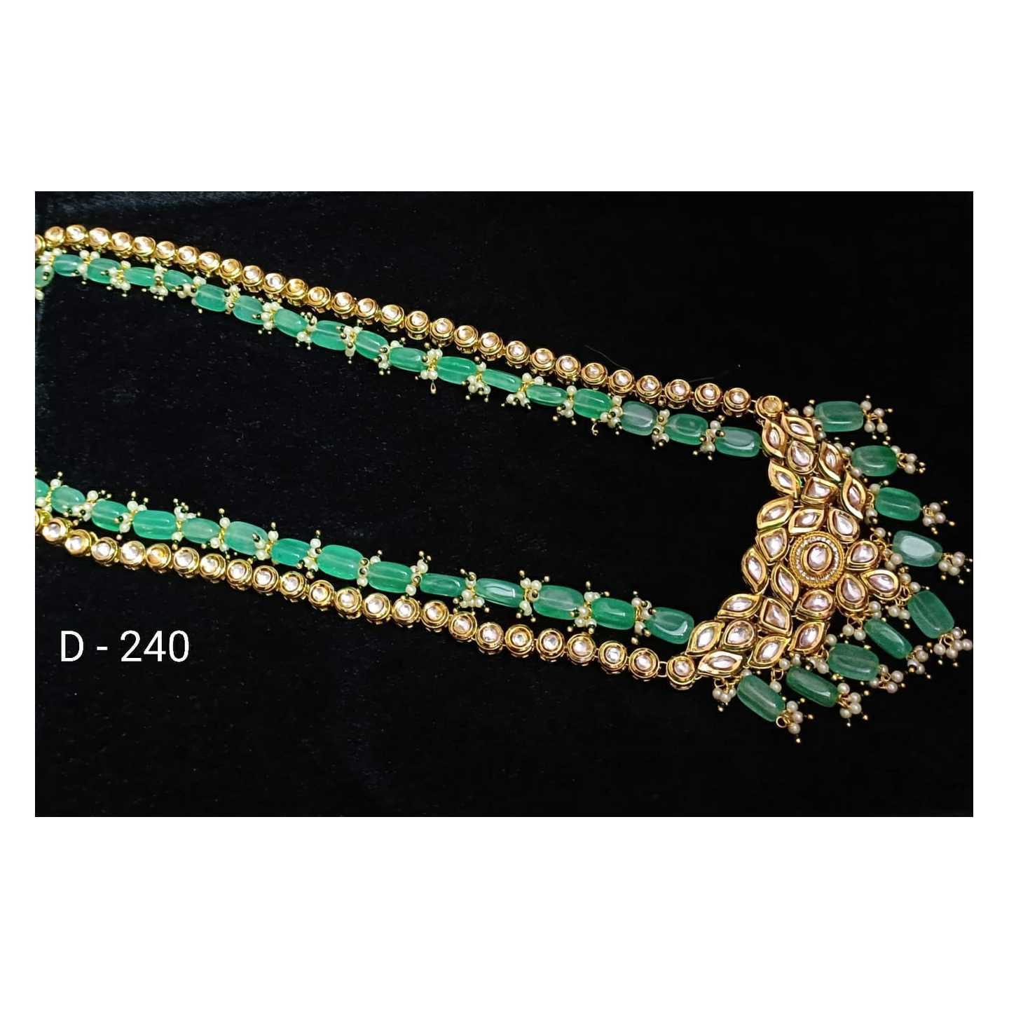Green Gold Tone Kundan Necklace Onyx