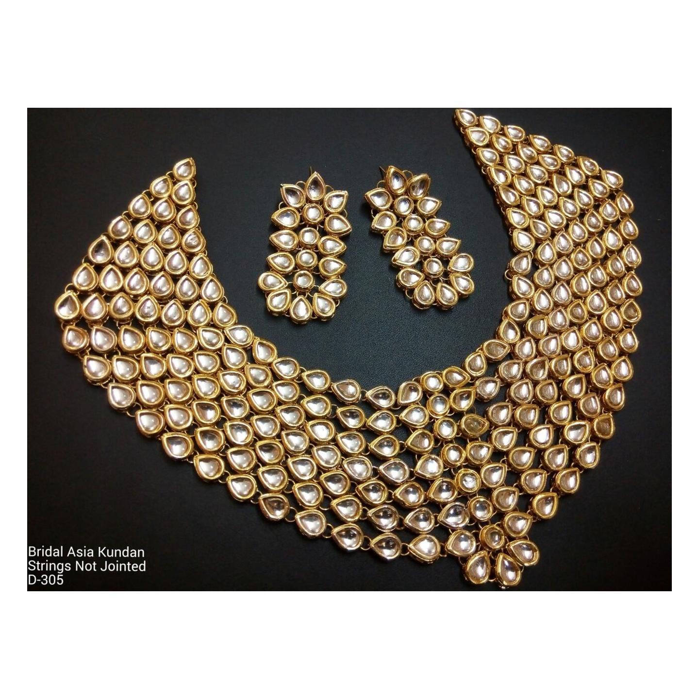 Gold Tone Aasia Kundan Necklace Set With Earring