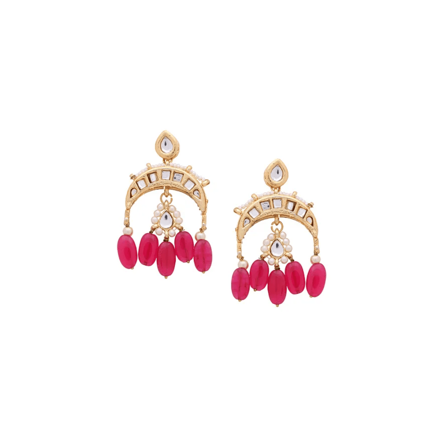 Pink Gold Tone Kundan Earring