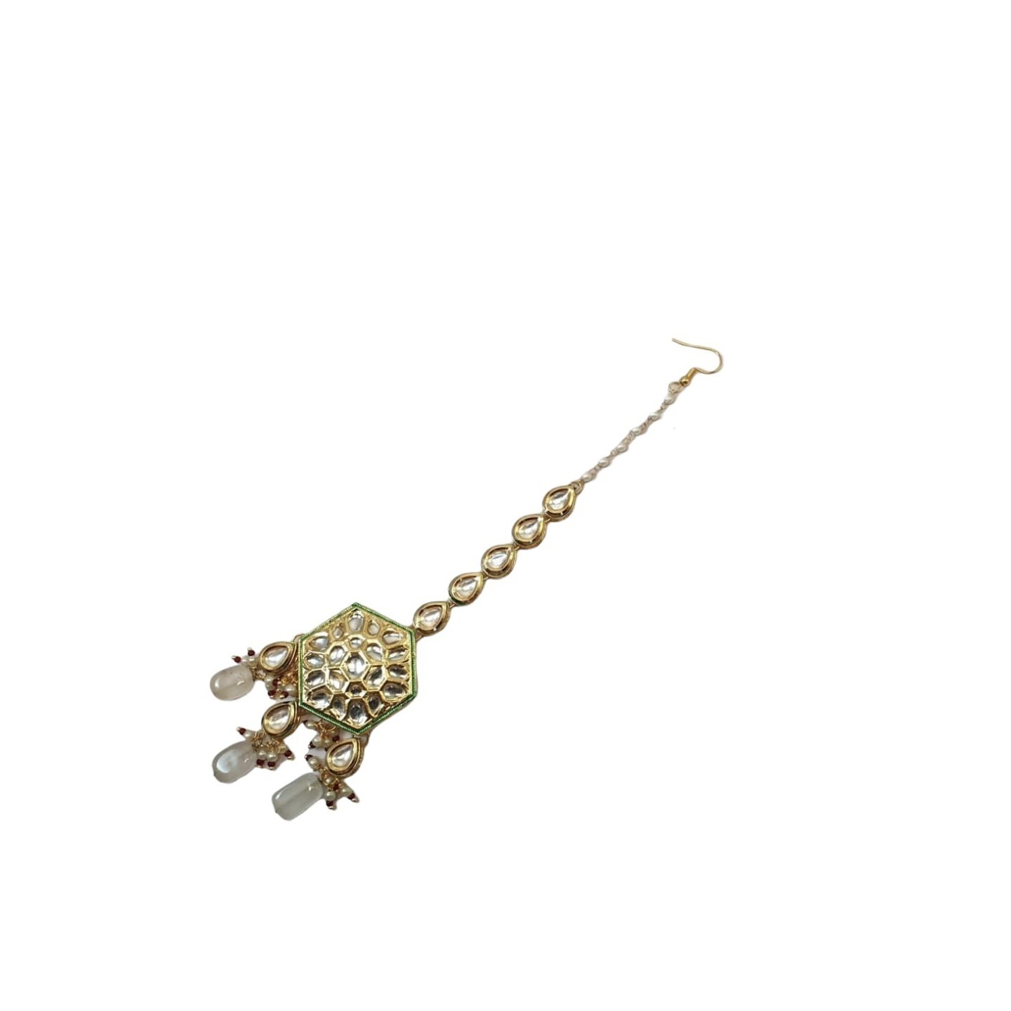 Gray Stone Gold Tone Kundan Tikka 