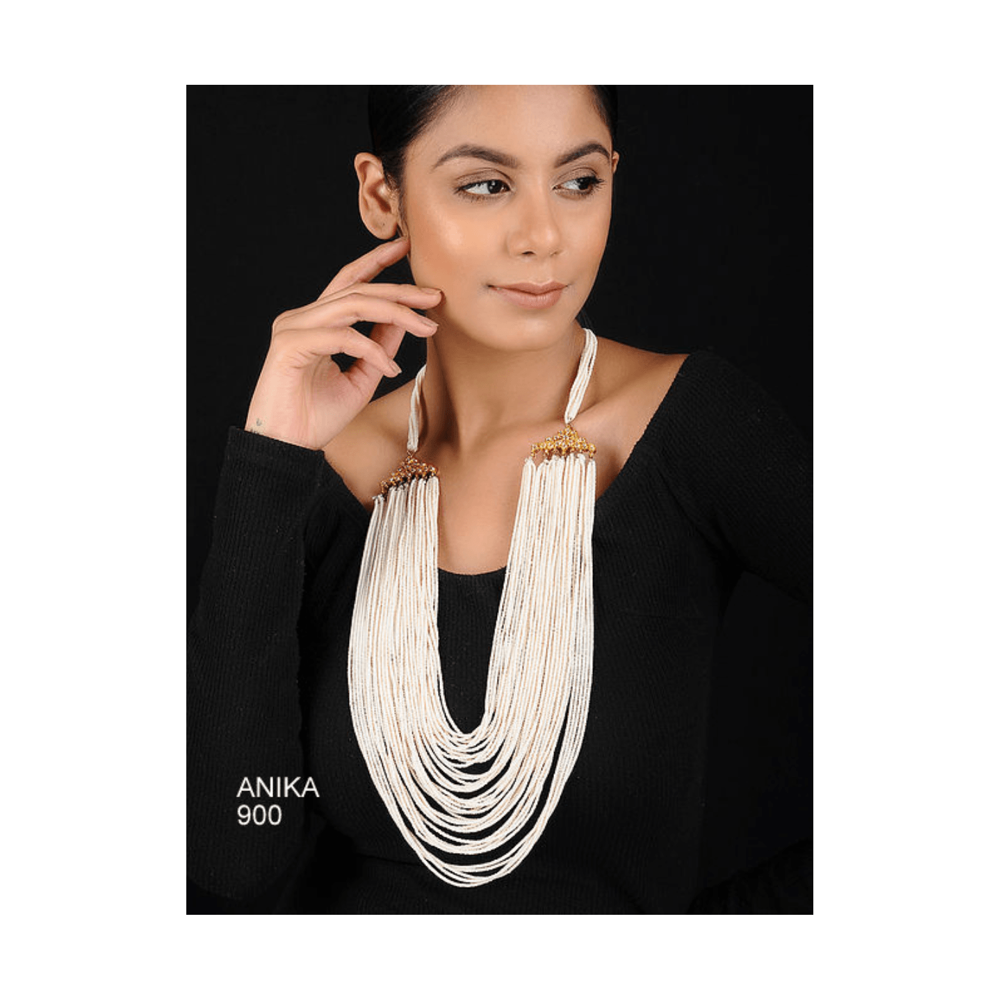 Multi Layer Kundan Loong Set White Onyx Pearl