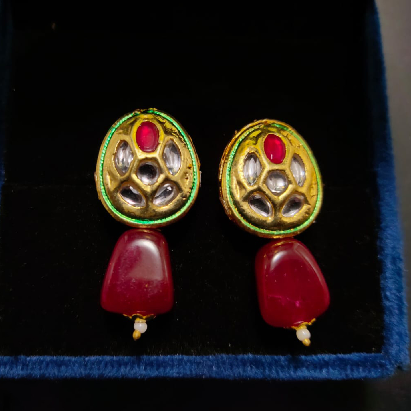 Small Kundan Studs 15 Ruby Red