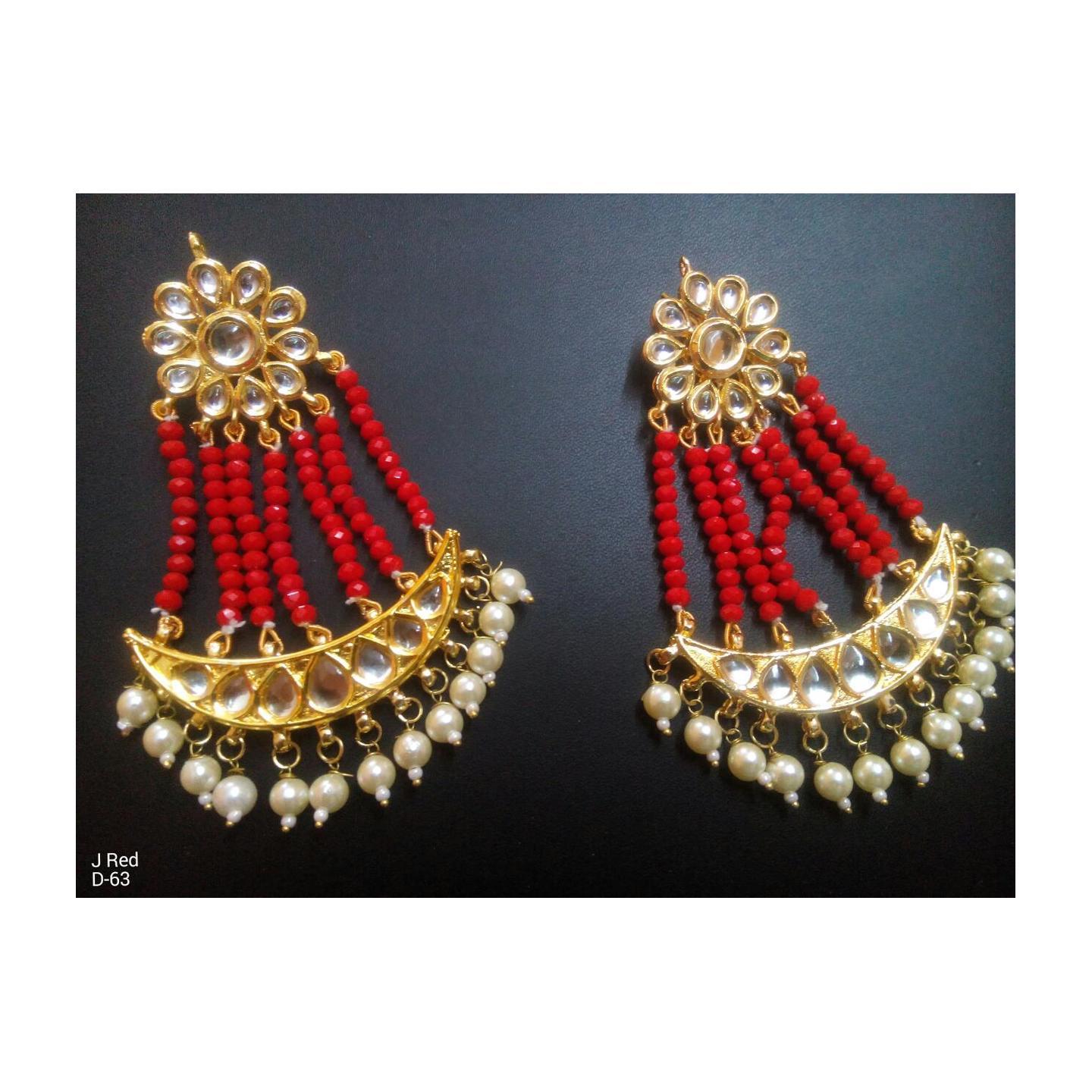 Red Gold Tone Kundan Passa With Pearls