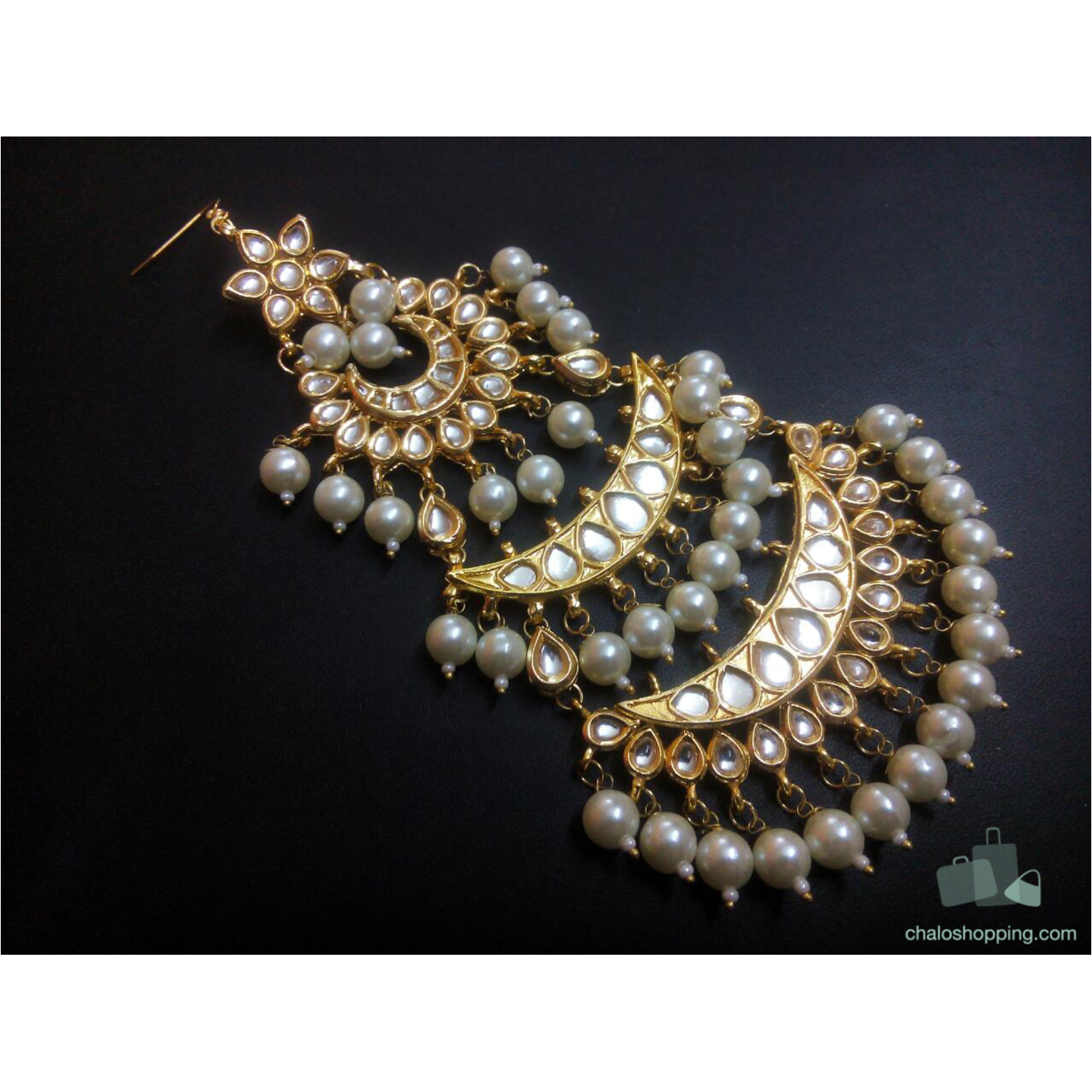 Kundan Inspired Golden Passa with Pearls