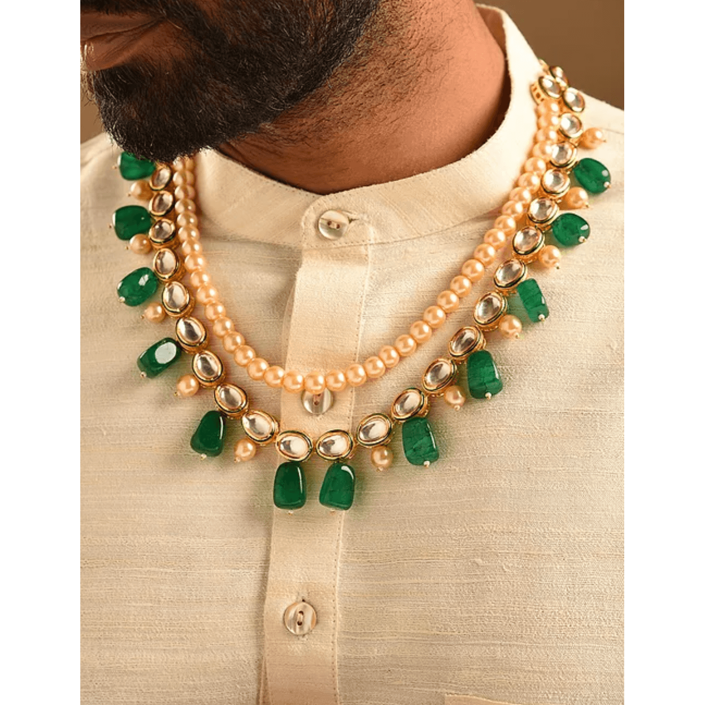 Shahji Green Only Necklace for Men